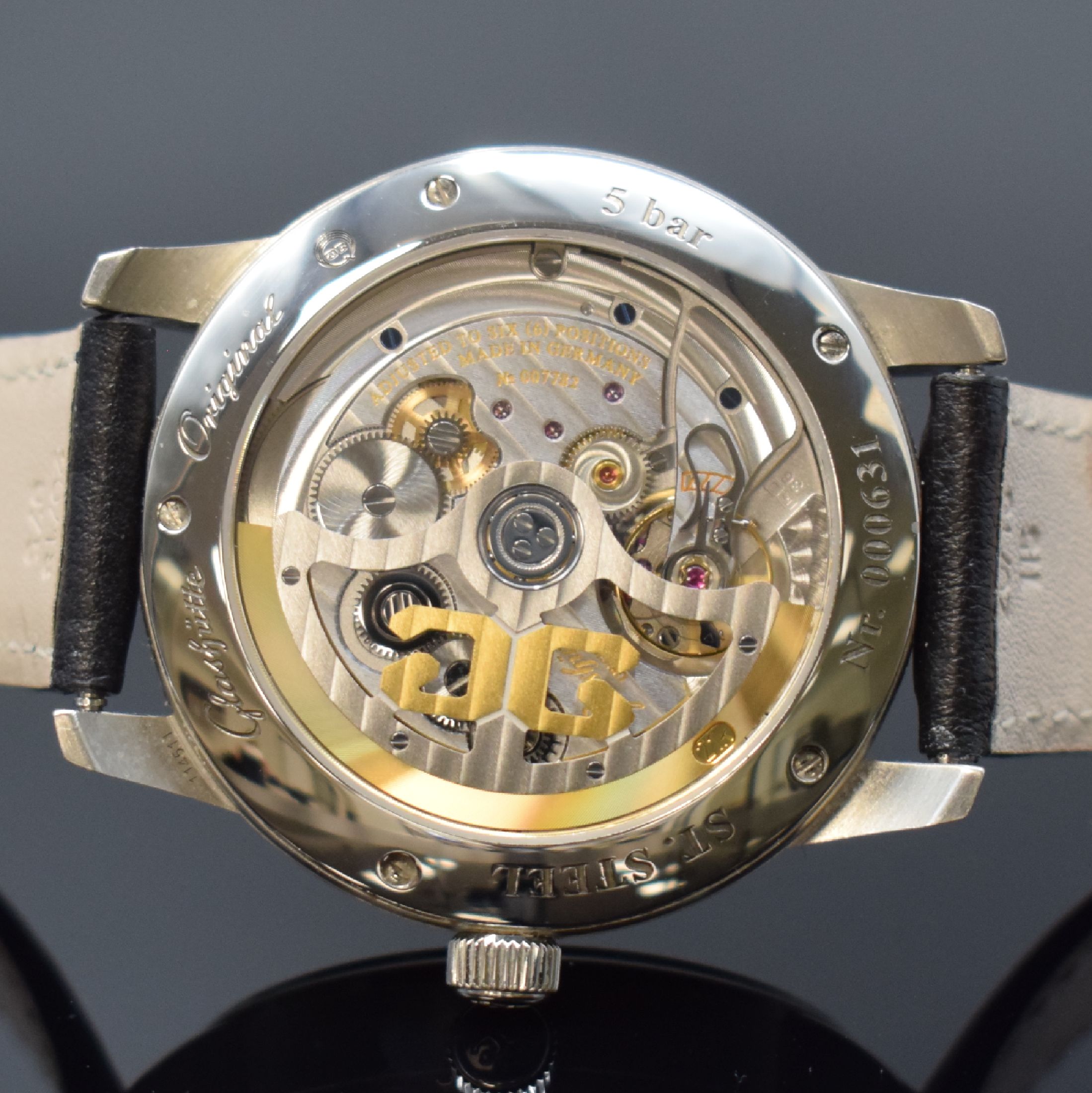 Detail f: GLASHÜTTE ORIGINAL Senator Excellence Herrenarmbanduhr mit ewigem Kalender in Stahl, Deutschland verk. lt. beil. Rechnung 08/2022, Automatik, beids. ...