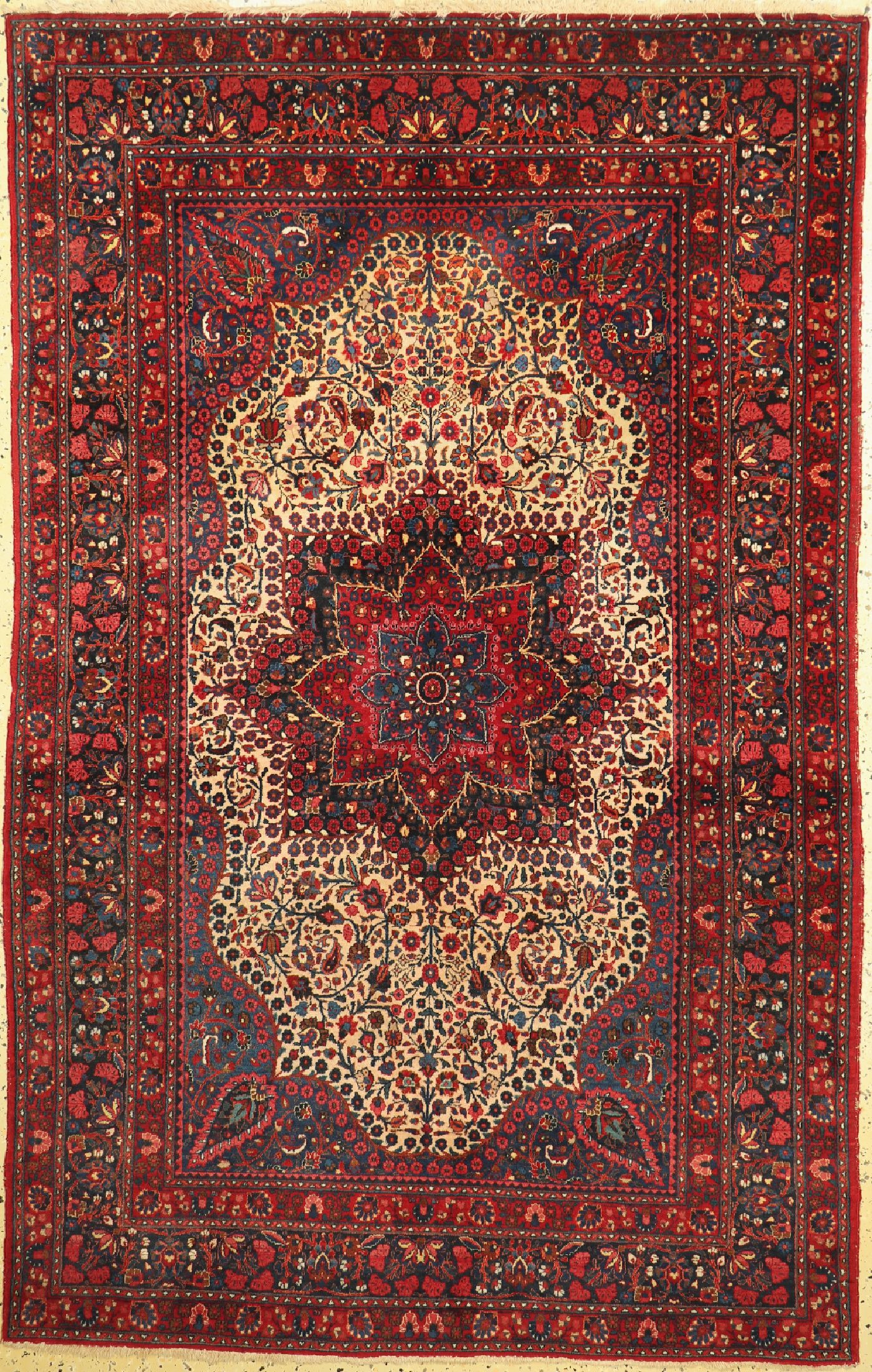 Birdjand Kork alt, Persien, um 1950, Korkwolle auf Baumwolle, ca. 220 x 141 cm, gereinigt, EHZ: 2