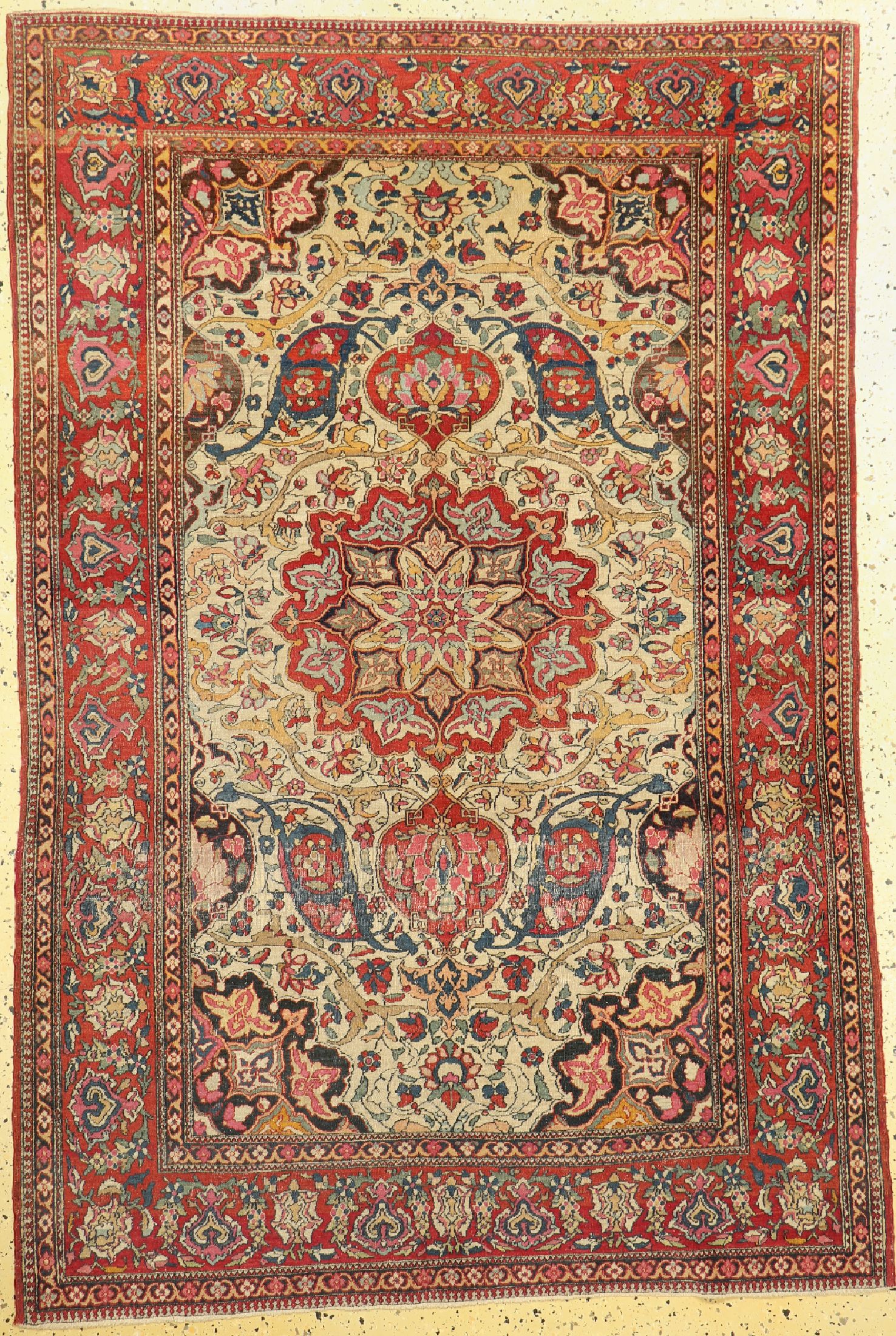 Esfahan antik, Persien, um 1900, Wolle auf Baumwolle, ca. 210 x 140 cm, EHZ: 2-3