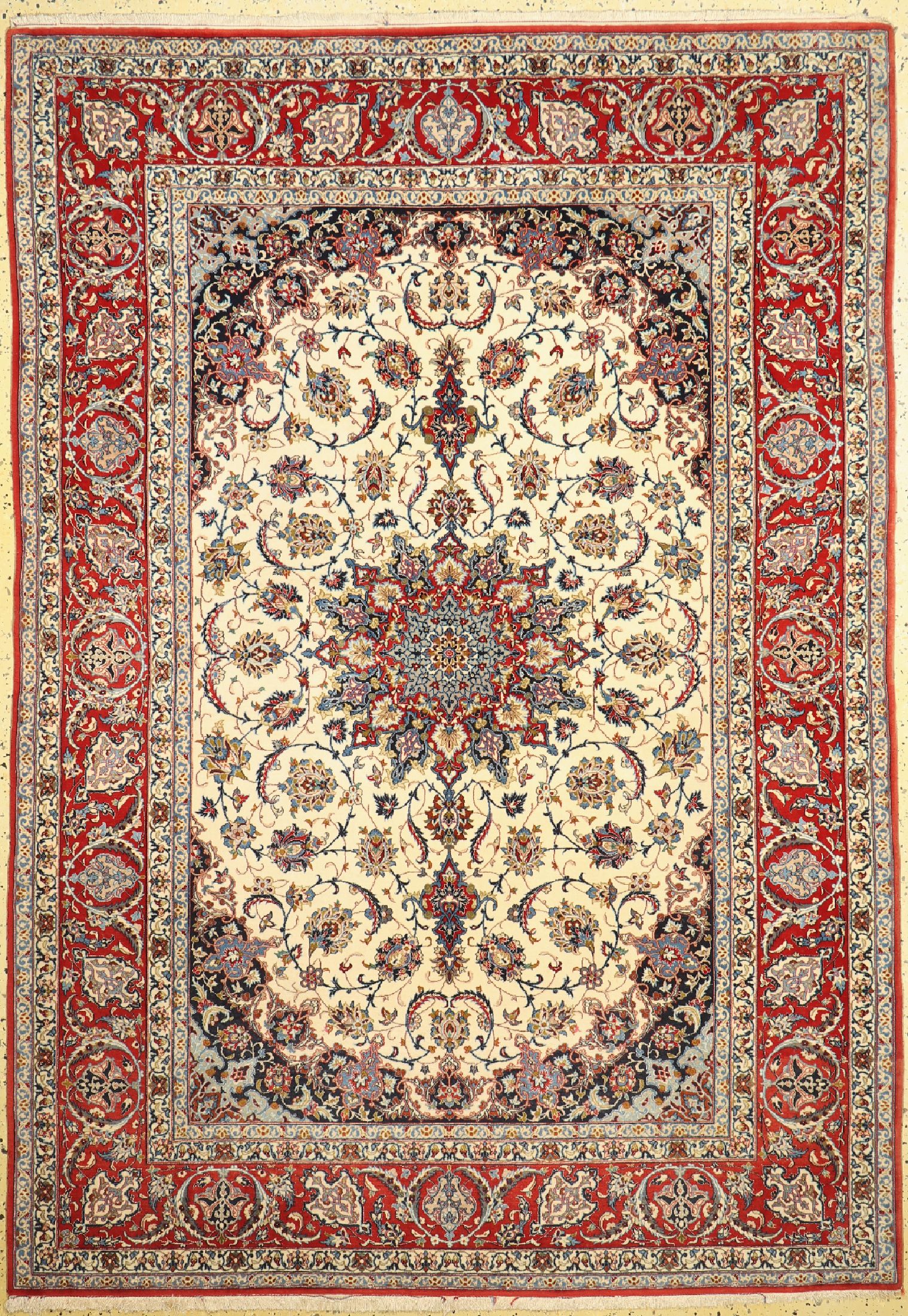 Esfahan fein, Persien, um 1960, Korkwolle mit und auf Seide, ca. 255 x 156 cm, gereinigt, EHZ: 1-2