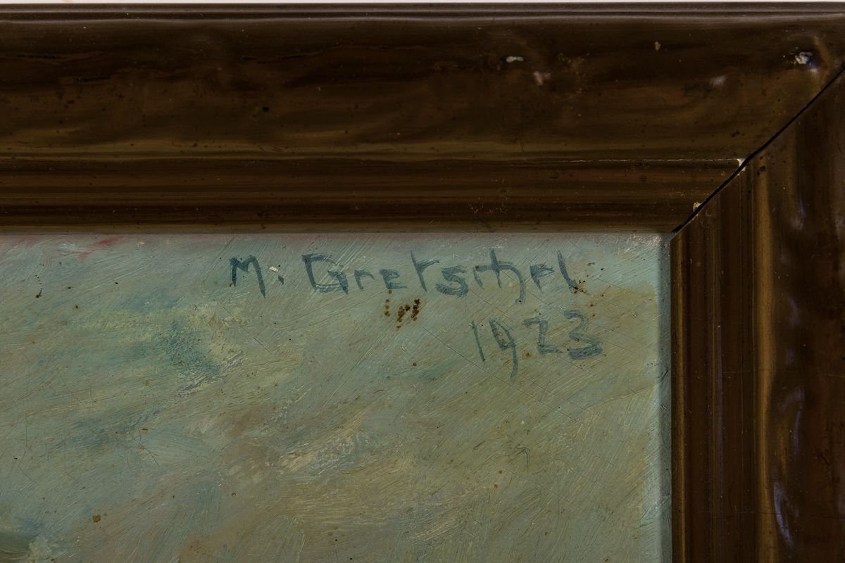 Detail a: Max Gretschel, geb. 1883 Dresden, Stillleben mit weißen und roten Rosen, Öl/Lwd, rechts oben sign. und dat. 1923, ca. 47x55cm, Rahmen