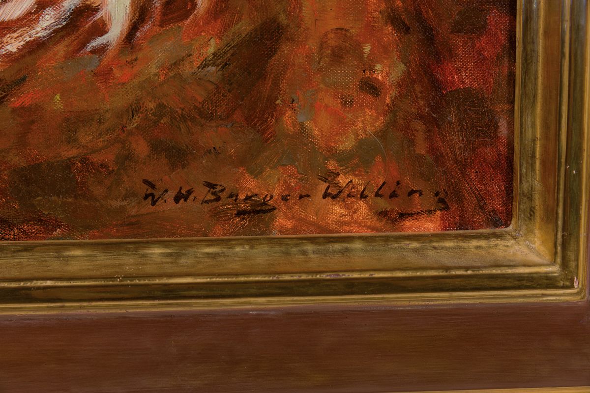Detail a: Wilhelm Heinrich Burger-Willing, 1882 Kalk/Köln-1966 Untermaubach, Stillleben mit Blumen, Handschuhen, Perlenkette und Kästchen, Öl/Lwd, rechts ...