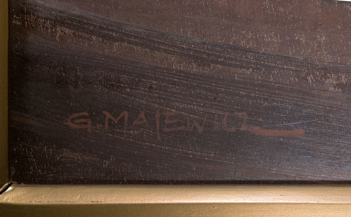 Detail a: Georg Majewicz, 1897 Polkwitz-1965 Münchberg, bekannter deutscher Tier- und Landschaftsmaler, wirkte in Berlin, hier: Stillleben mit Blumen, ...