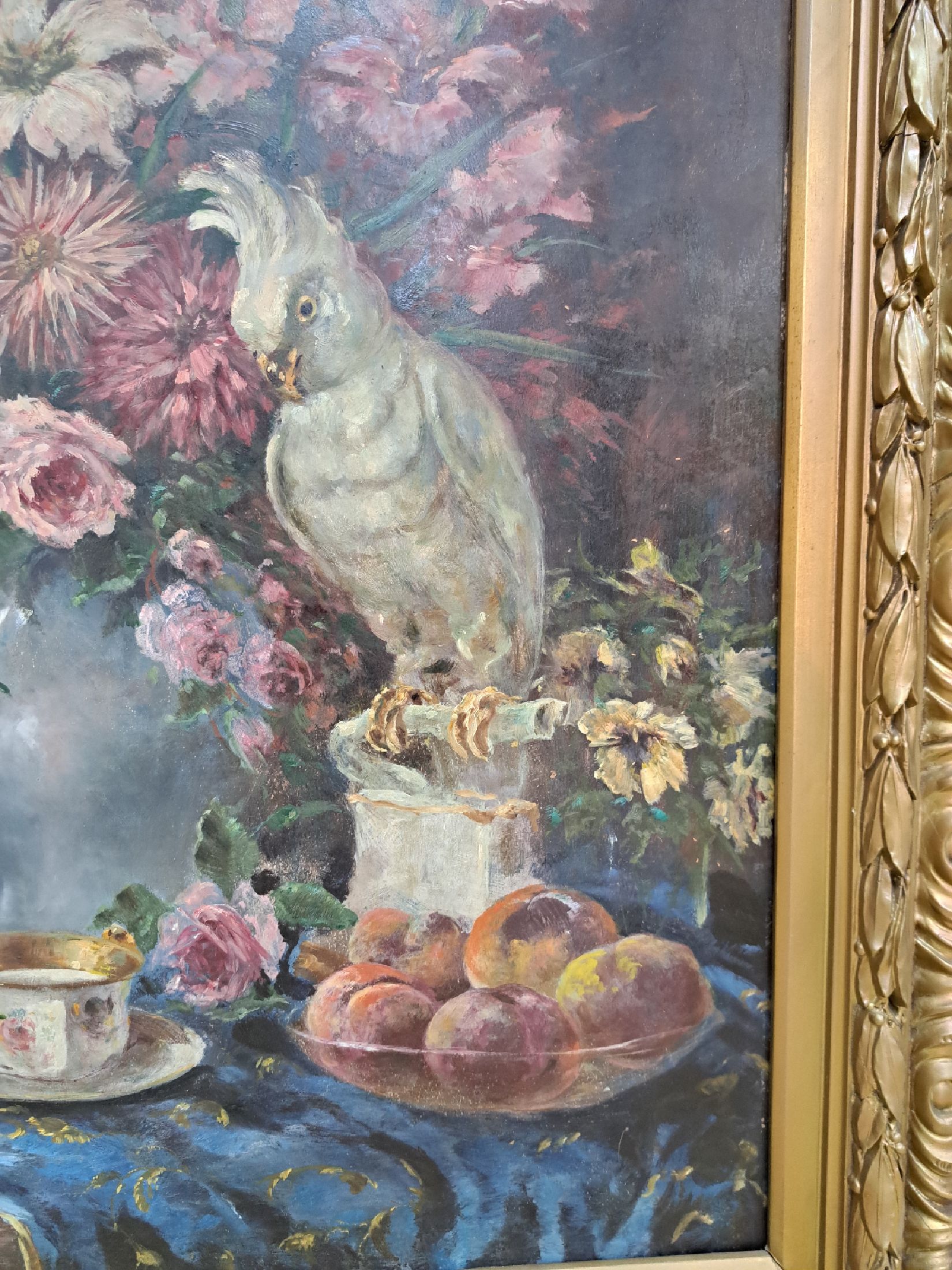 Detail c: Georg Majewicz, 1897 Polkwitz-1965 Münchberg, bekannter deutscher Tier- und Landschaftsmaler, wirkte in Berlin, hier: Stillleben mit Blumen, ...