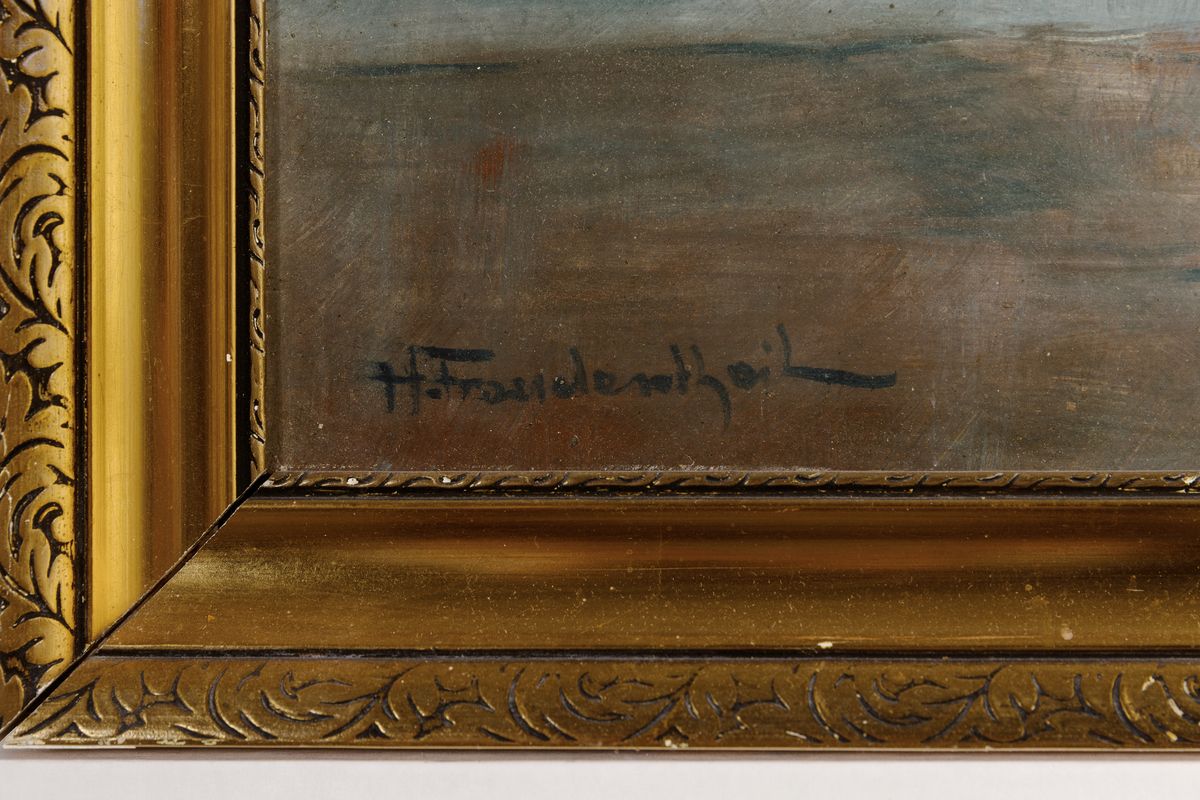 Detail a: Hugo Freudenthal, 1. Hälfte 20. Jh., Stillleben mit Gladiolen, Öl/Hartfaser, links unten signiert, ca. 60x80cm, R. ca. 70x90cm