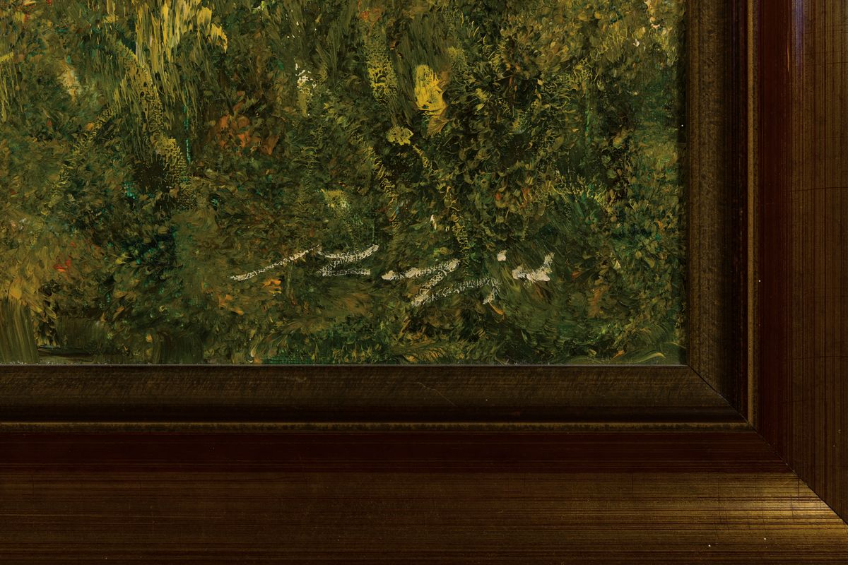 Detail a: Madjid, geb. 1934 in Teheran, Studium an der Akademie Teheran, ab 1961 in München, Mädchen im Blumenfeld, Öl/Lwd, signiert, ca. 50x60cm, Rahmen
