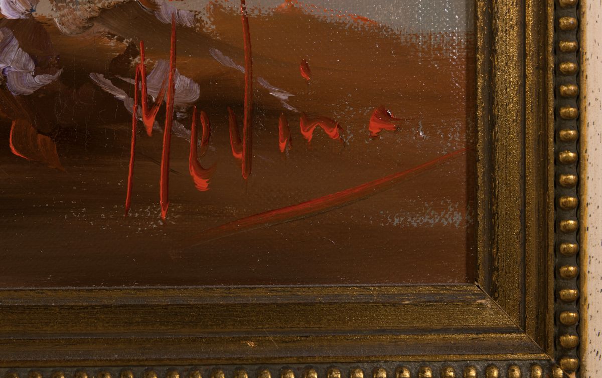 Detail a: Ludika Medina, Studium in Breslau und Italien, Blumenstillleben, Öl/Lwd, signiert, 60 x 50cm, Rahmen