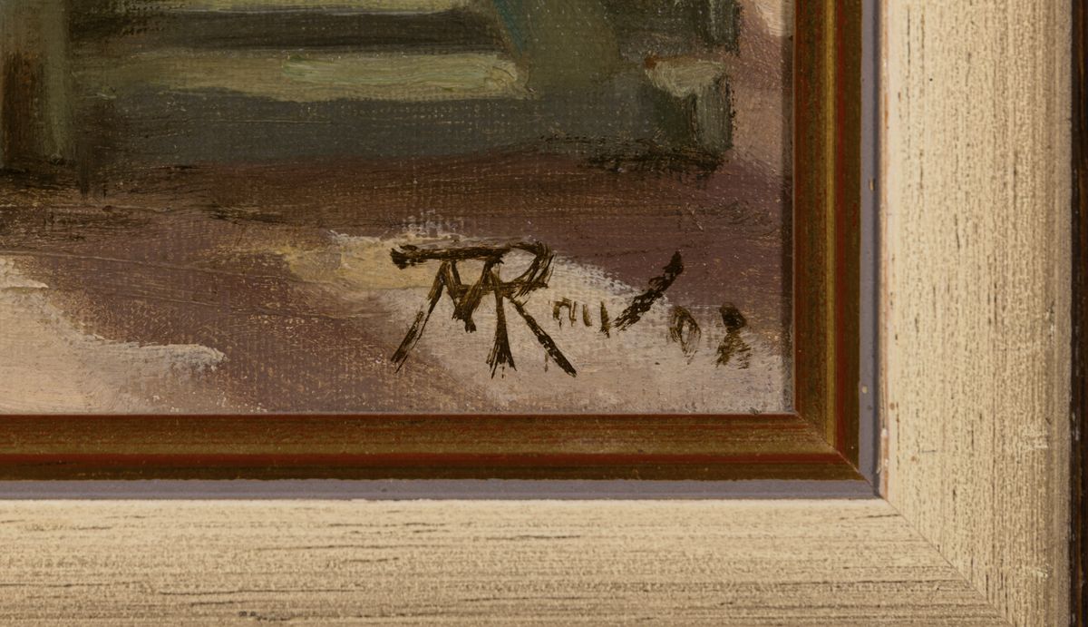 Detail a: Martin Friedrich Rau, geb. 1858 Berlin, Netzflickerin, Öl/Lwd, rechts unten signiert und datiert 07, ca. 47x63cm, Rahmen
