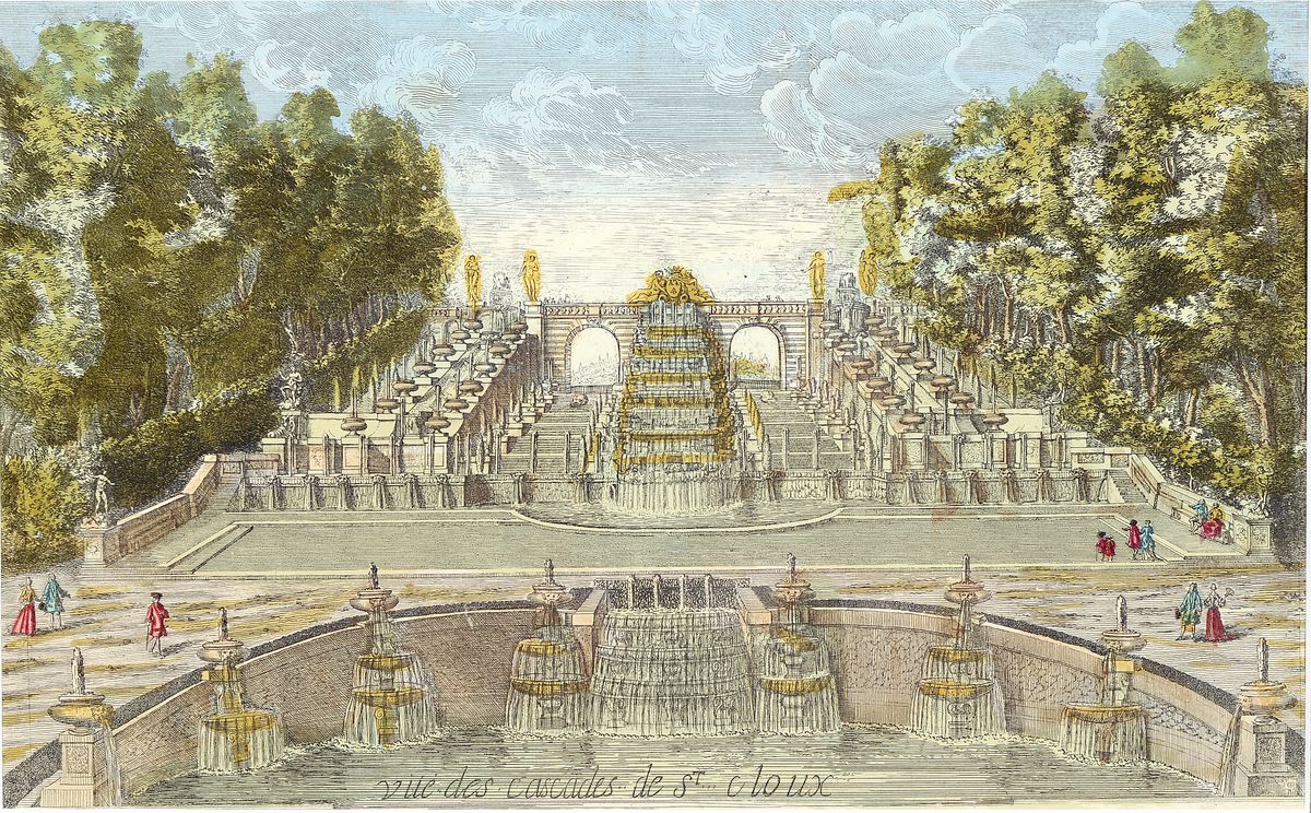 Detail a: 4 Guckkastenbilder, 18.Jh., Kupferstiche, Martin Gottfried Crophius: Ansicht des Potsdamer Stadtschloss aus der Serie von Schlössern und Lusthäuser ...