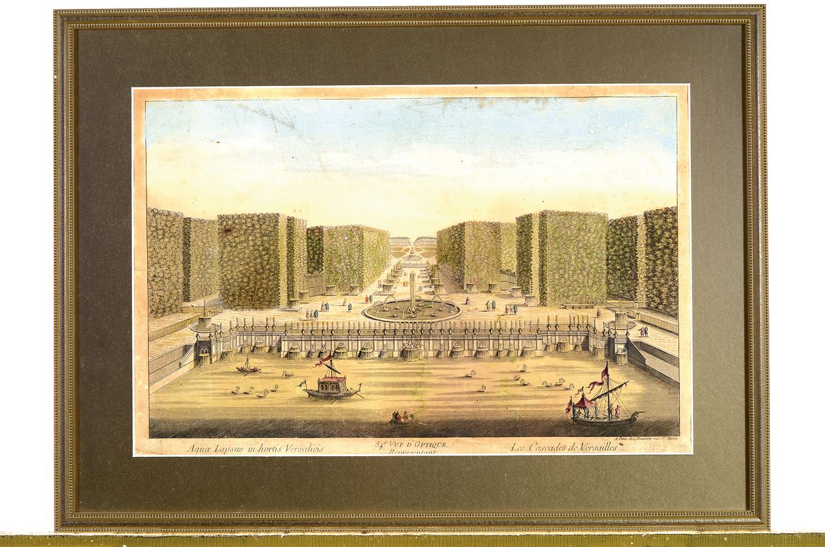 Detail k: 4 Guckkastenbilder, 18.Jh., Kupferstiche, Martin Gottfried Crophius: Ansicht des Potsdamer Stadtschloss aus der Serie von Schlössern und Lusthäuser ...
