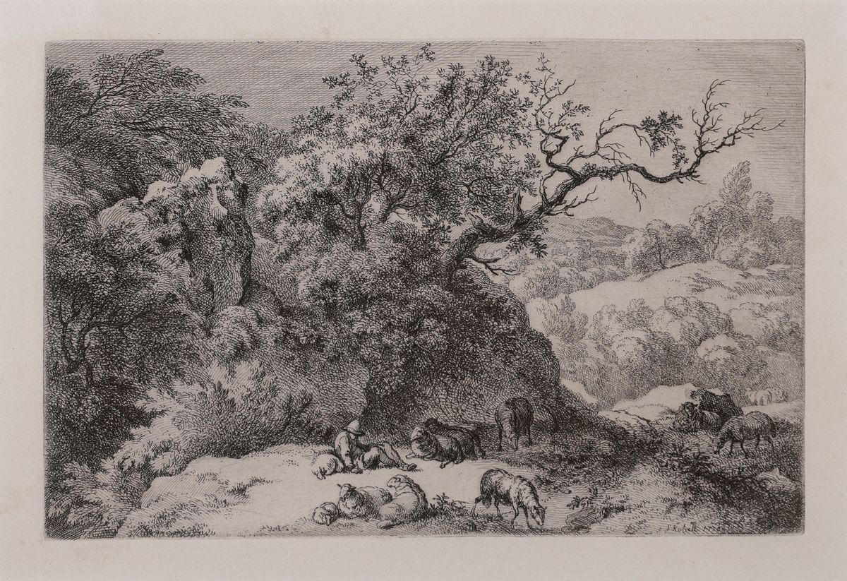 Franz Kobell, 1749-1822, 3 Radierungen, Landschaften mit Figurenstaffage, Schäferidyll, je im Druck signiert und datiert 1779, 1774 und 1773, Platte ...