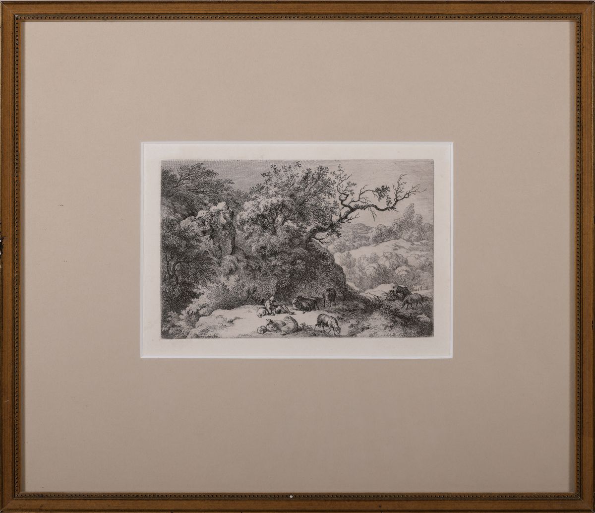Detail k: Franz Kobell, 1749-1822, 3 Radierungen, Landschaften mit Figurenstaffage, Schäferidyll, je im Druck signiert und datiert 1779, 1774 und 1773, Platte ...