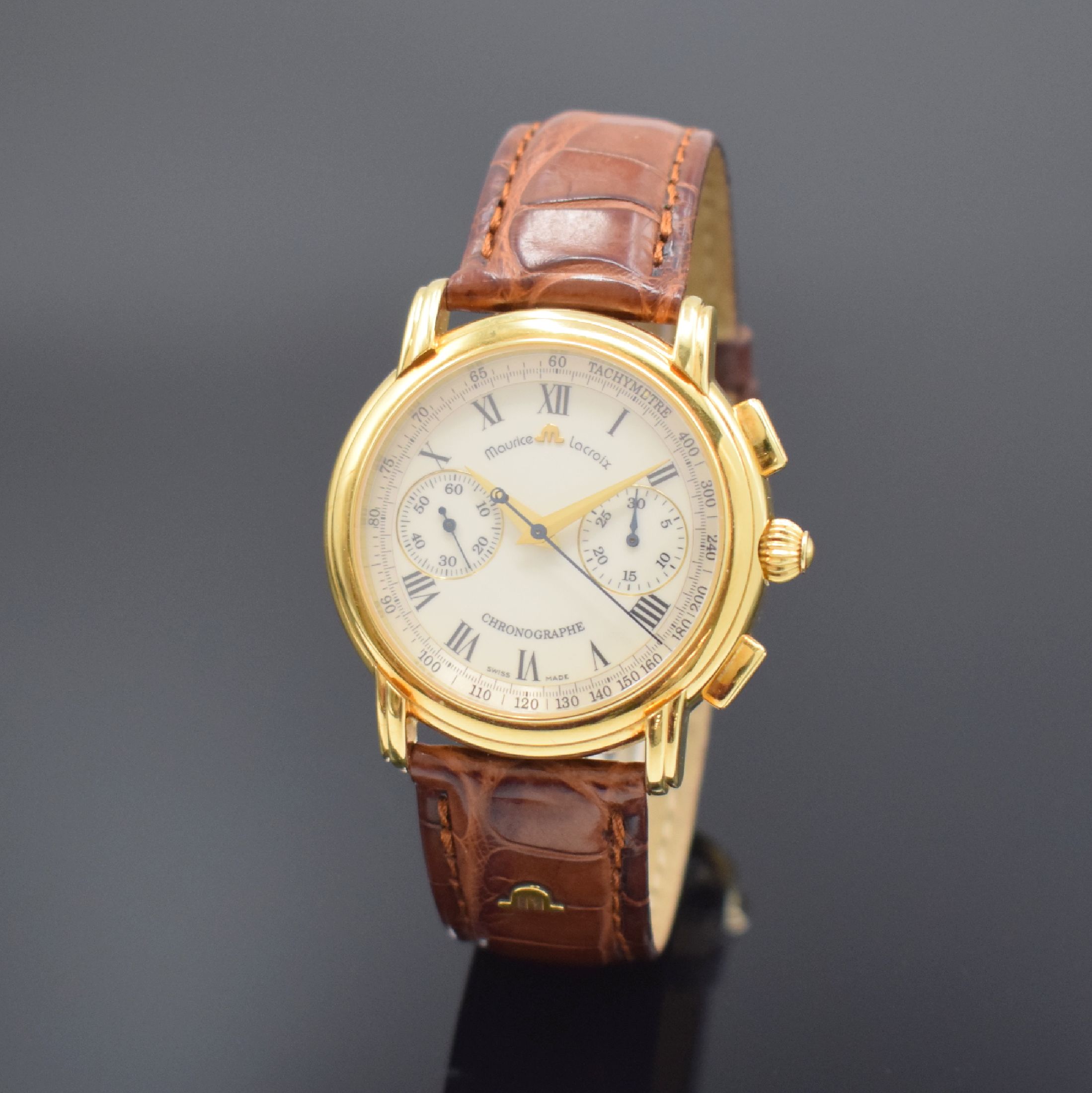 MAURICE LACROIX feiner und seltener Schaltradchronograph aus der Masterpiece Collection Referenz 83753, Handaufzug, ausverkauftes, auf weltweit 220 ...