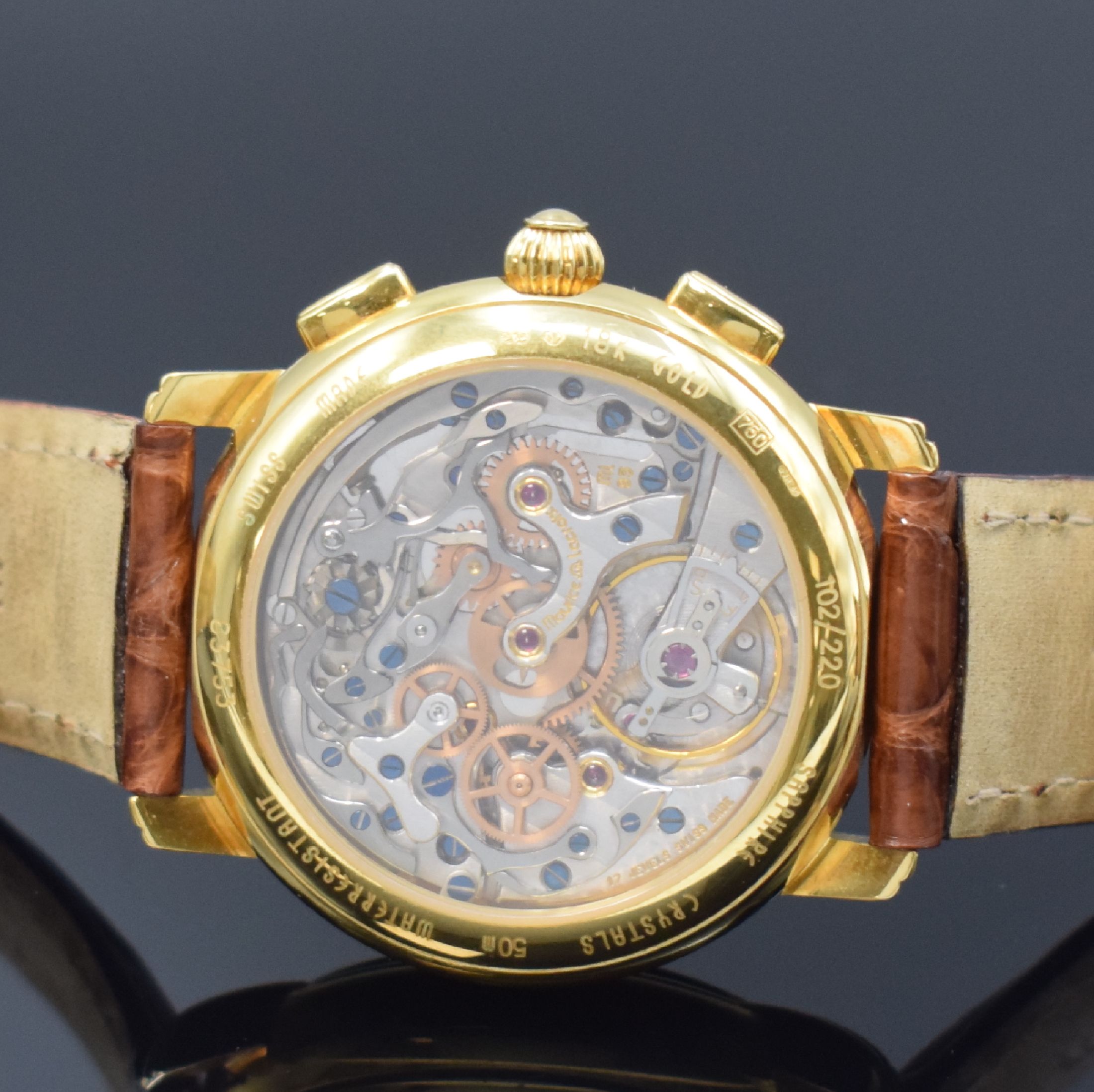 Detail d: MAURICE LACROIX feiner und seltener Schaltradchronograph aus der Masterpiece Collection Referenz 83753, Handaufzug, ausverkauftes, auf weltweit 220 ...
