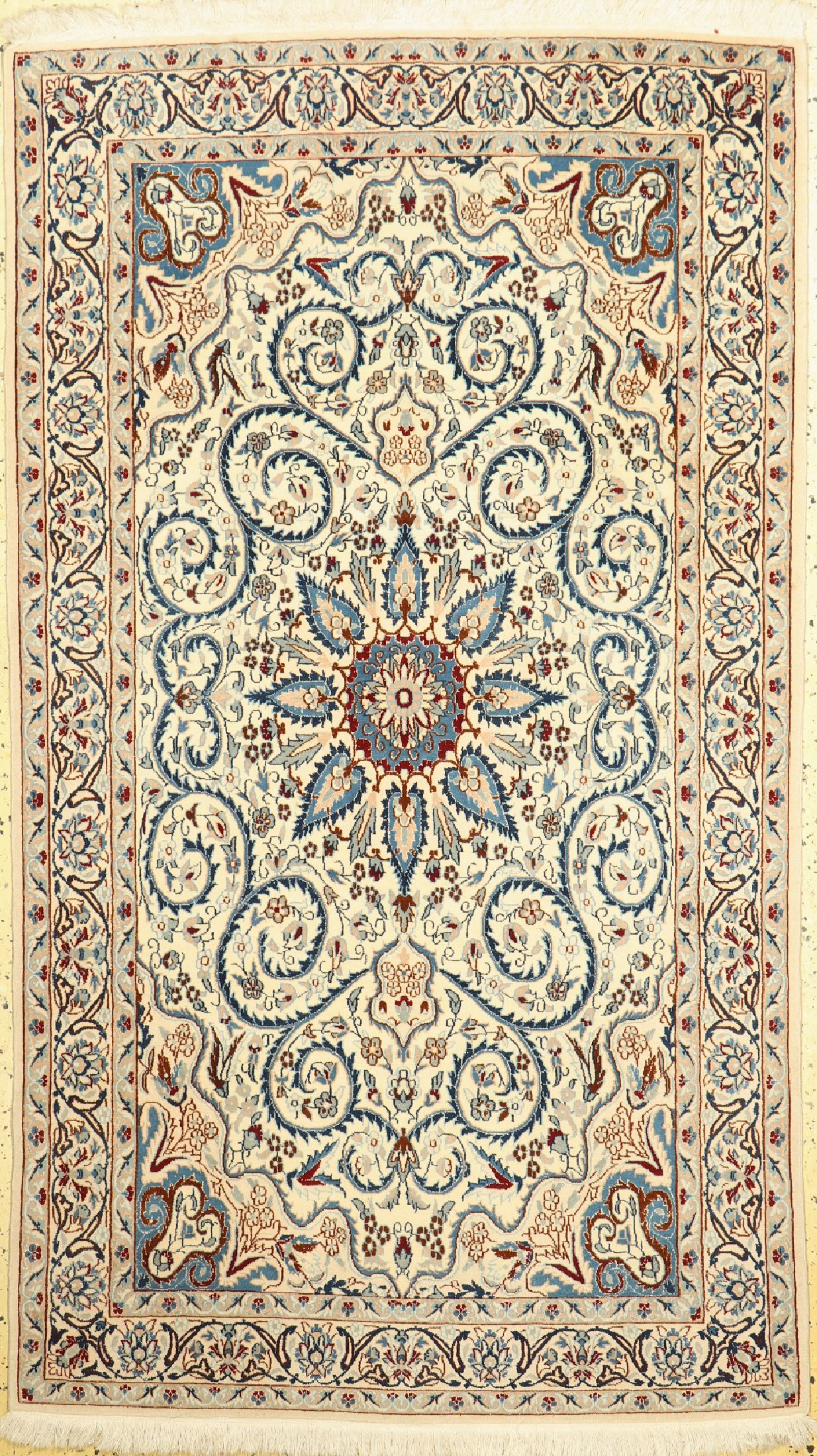 Nain fein(9 La), Persien, ca. 50 Jahre, Korkwolle mit Seide, ca. 200 x 114 cm, EHZ: 1-2
