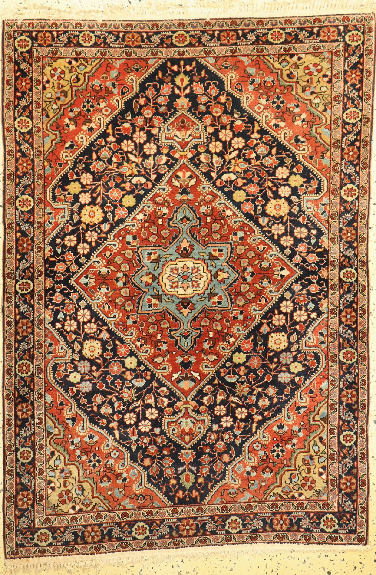 Djosan Kork alt, Persien, um 1950, Korkwolle auf Baumwolle, ca. 155 x 107 cm, gereinigt, EHZ: 1-2, Fransen erneuert