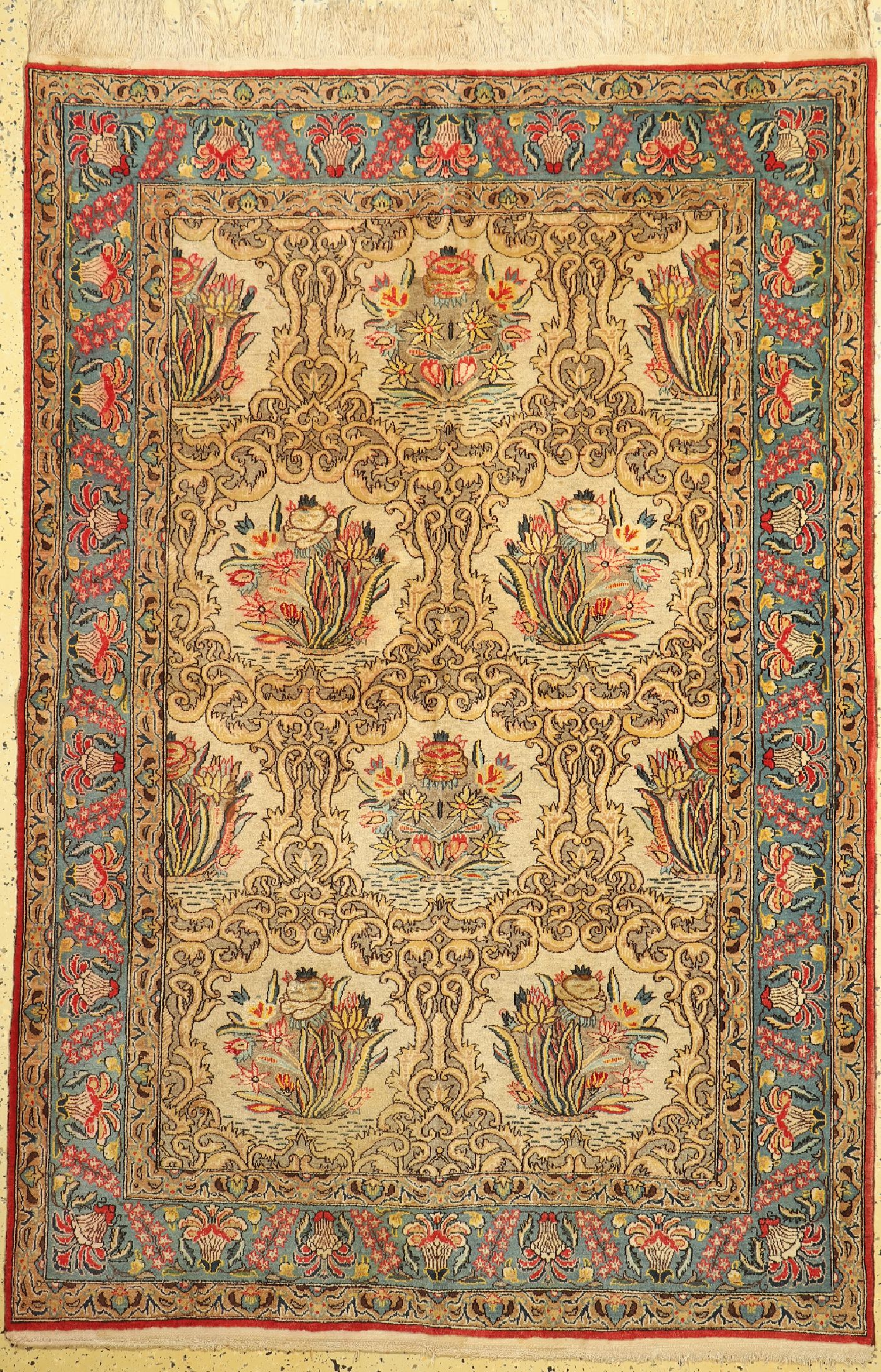Ghom Kork alt, Persien, um 1950, Korkwolle mit Seide, ca. 204 x 142 cm, EHZ: 2