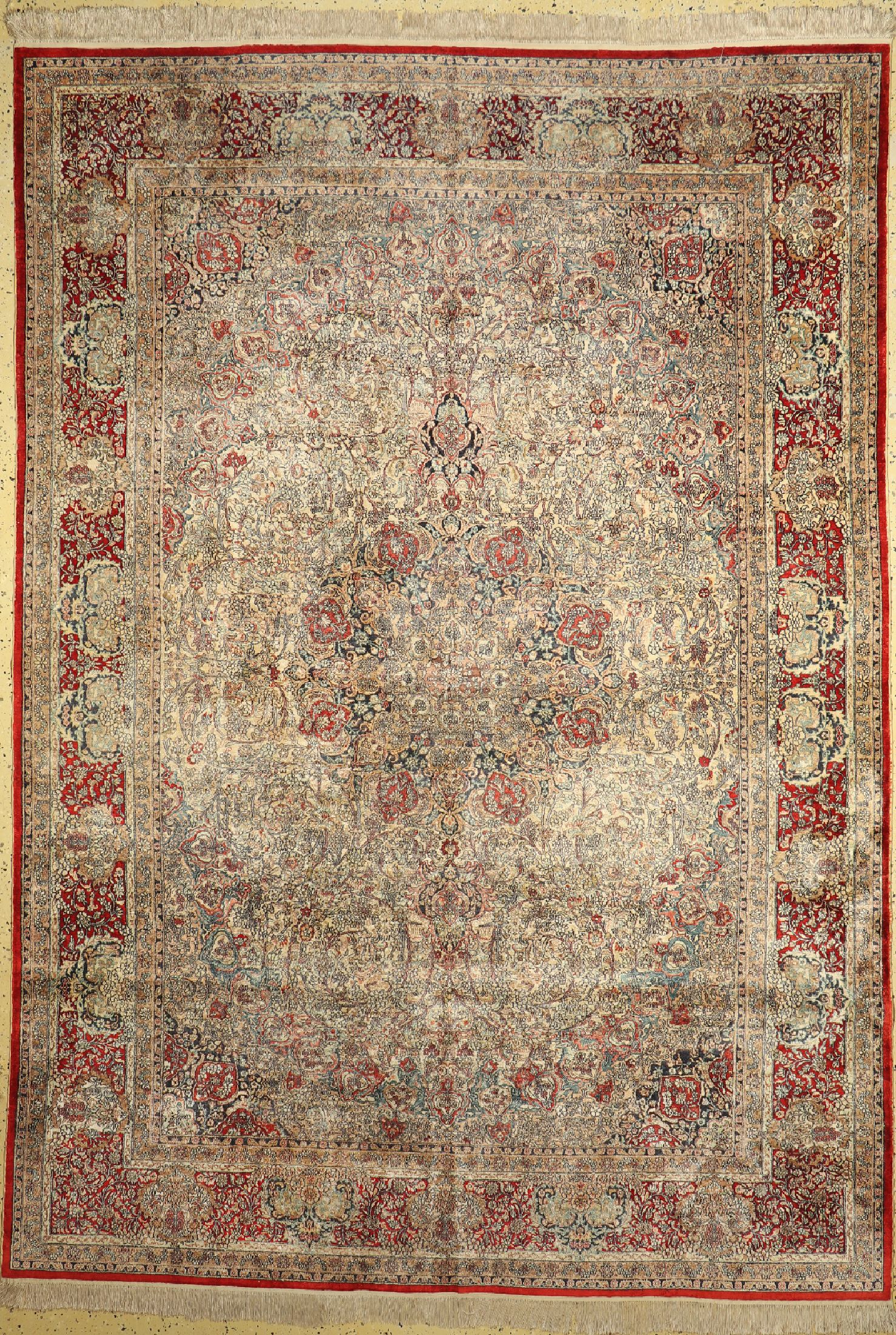 Hereke Seide fein, China, ca. 50 Jahre, reine Naturseide, ca. 310 x 220 cm, Reinigungsbedürftig, EHZ: 1-2