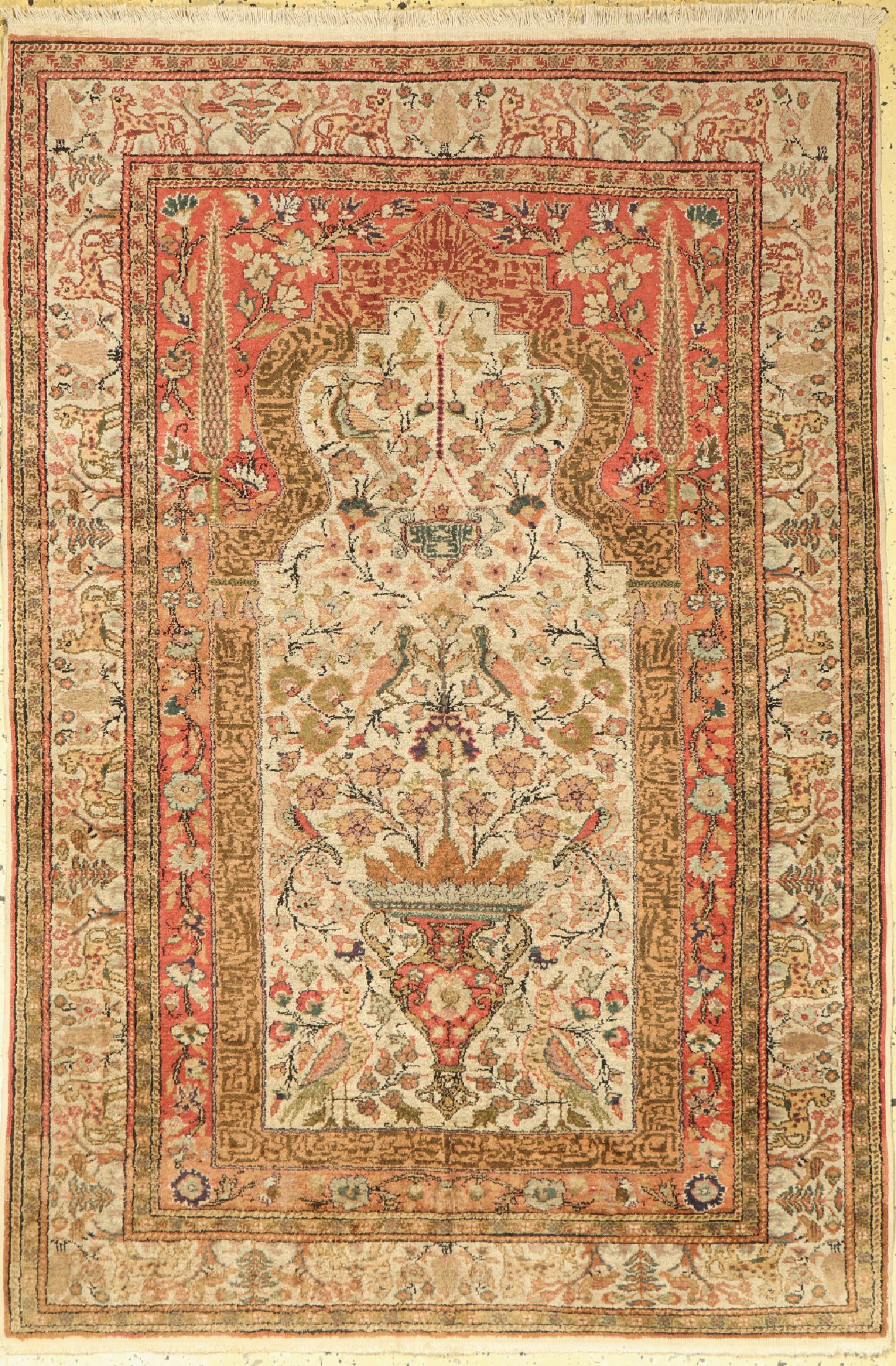 Kayseri Flosch, Türkei, um 1960, merzerisierte Baumwolle, ca. 182 x 125 cm, Reinigungsbedürftig, EHZ: 2