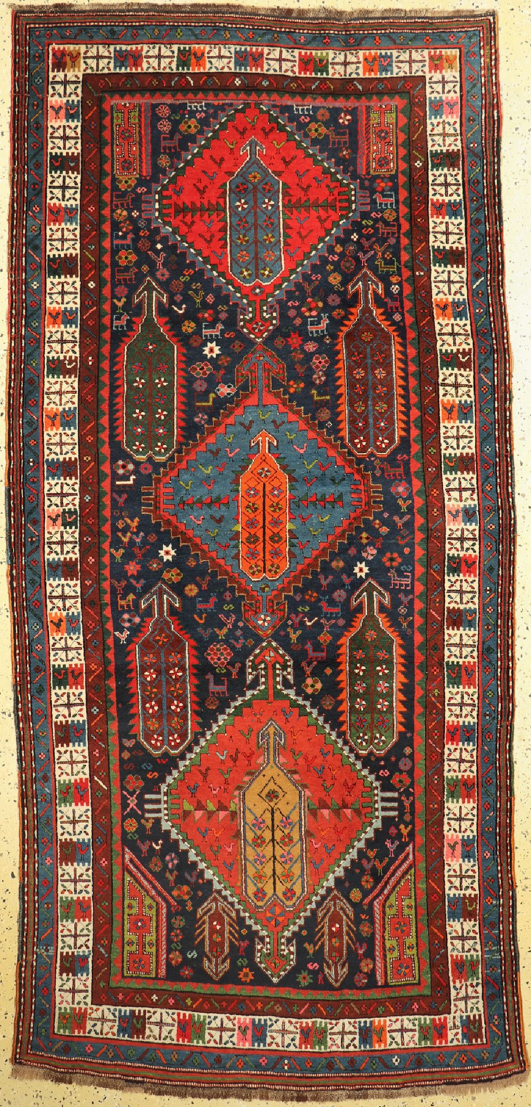 Schirwan antik, Kaukasus, um 1900, Wolle auf Wolle, ca. 270 x 130 cm, EHZ: 1-2