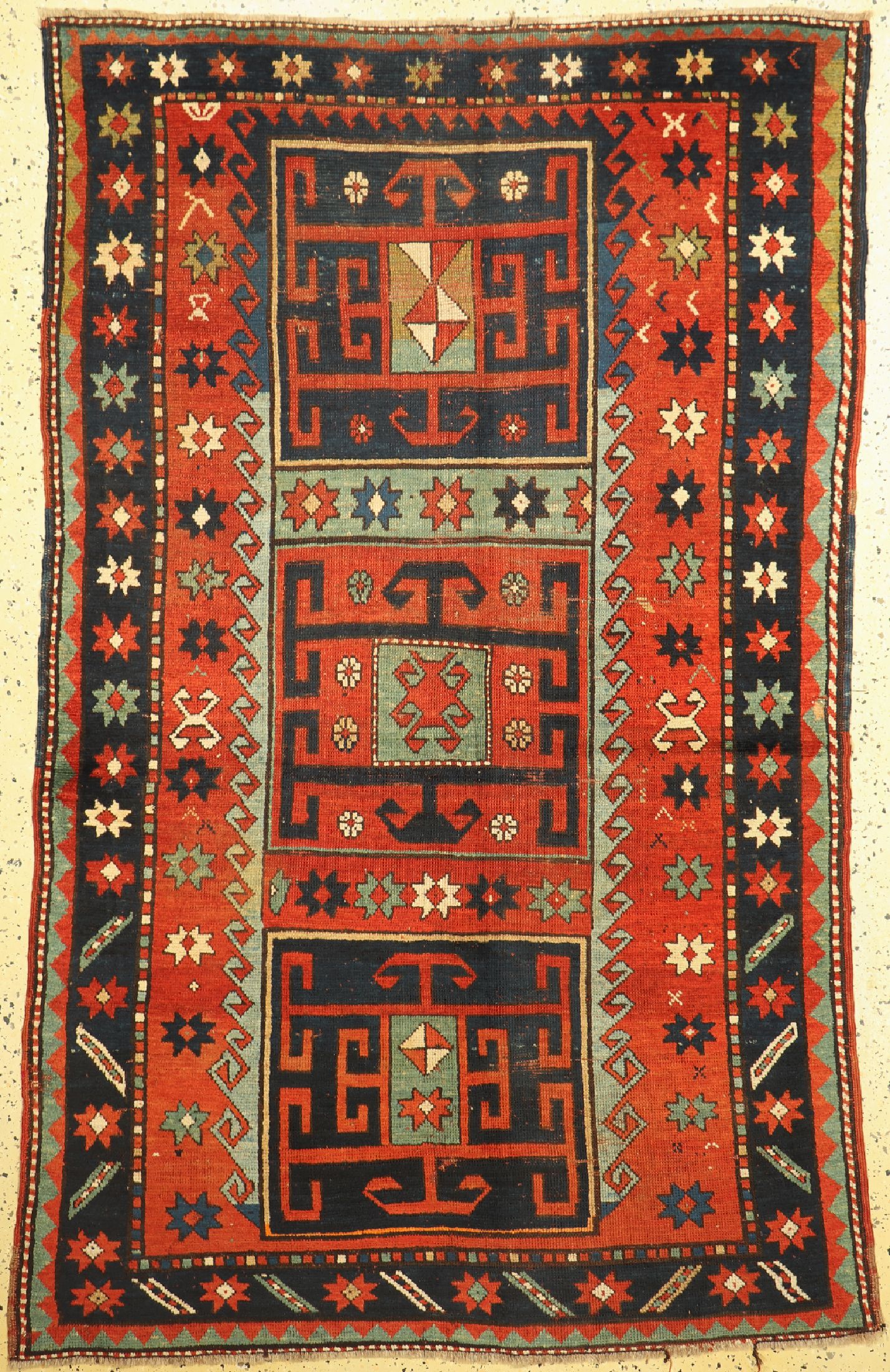 Kazak antik, Kaukasus, 19.Jhd, Wolle auf Wolle, ca. 214 x 140 cm, EHZ: 3