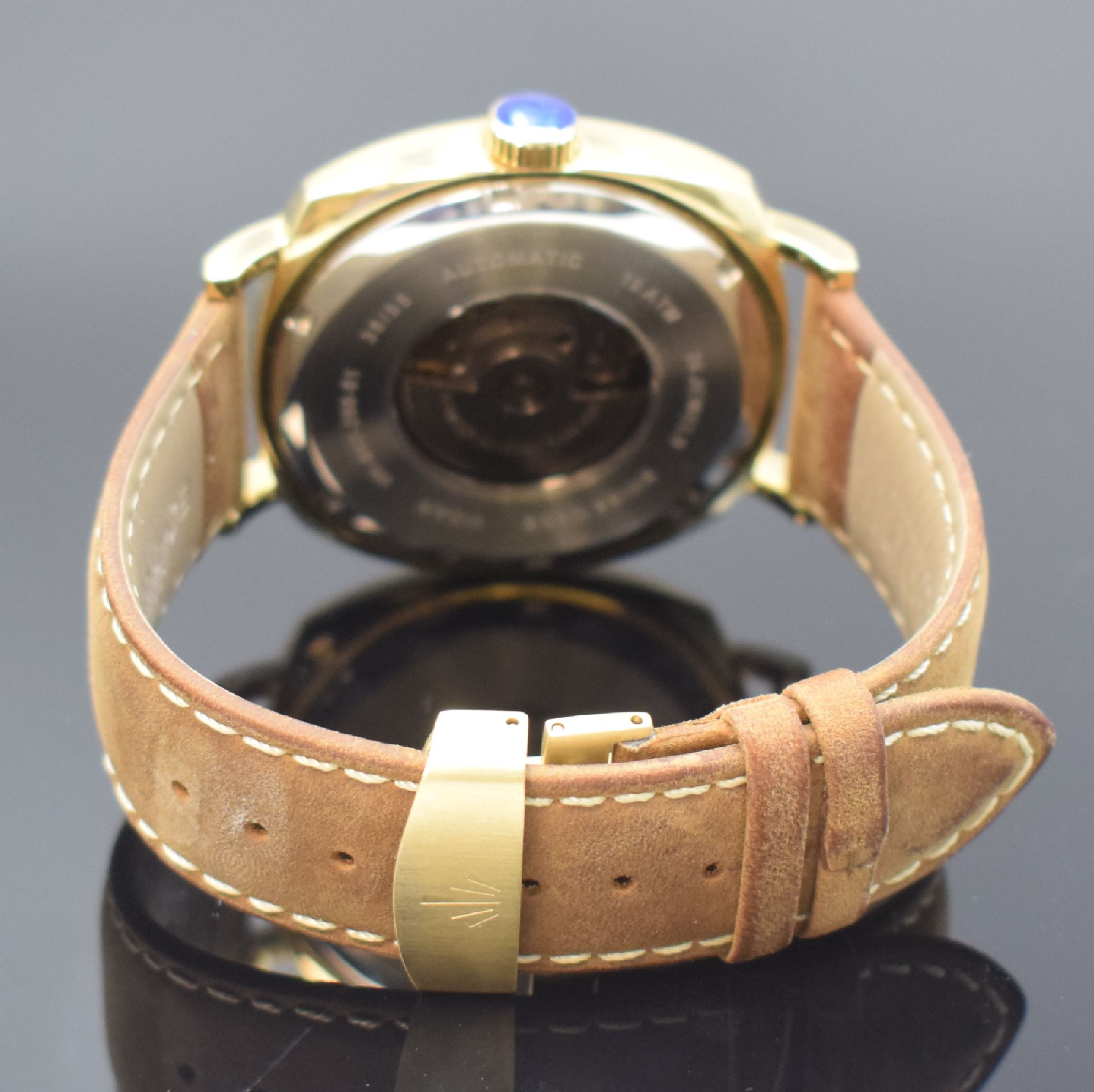 Detail b: VIDAR auf 55 Stück limitierte Herrenarmbanduhr Sidney Edition Referenz VR 017-200-01, Automatik, vergoldetes, kissenförmiges Edelstahlgeh. inkl. ...