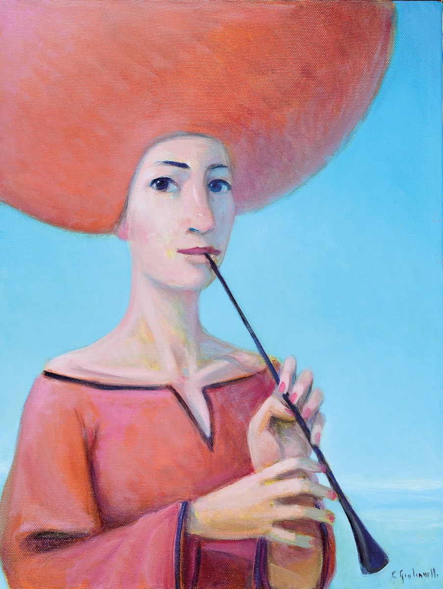Claudio Giulianelli, zeitgenössischer italienischer Künstler, 2 Arbeiten in Acryl auf Lwd, Il Lage, von 2022, ca. 40x30cm; L'essenza delle ...