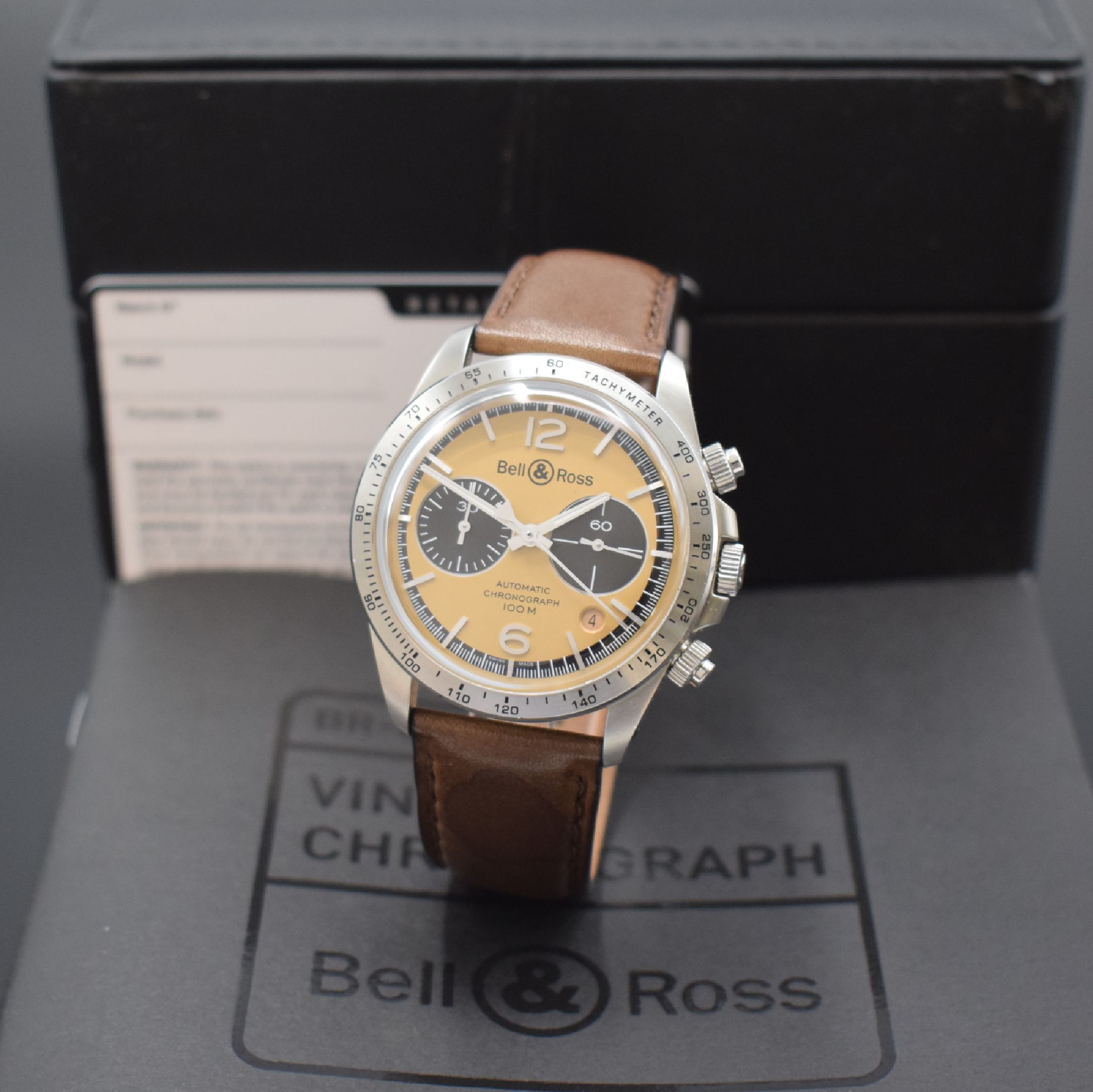 BELL & ROSS Bellytanker auf 500 Stück limitierter Armbandchronograph Referenz BRV2, Schweiz um 2018, Automatik, verschr., beids. vergl. ...