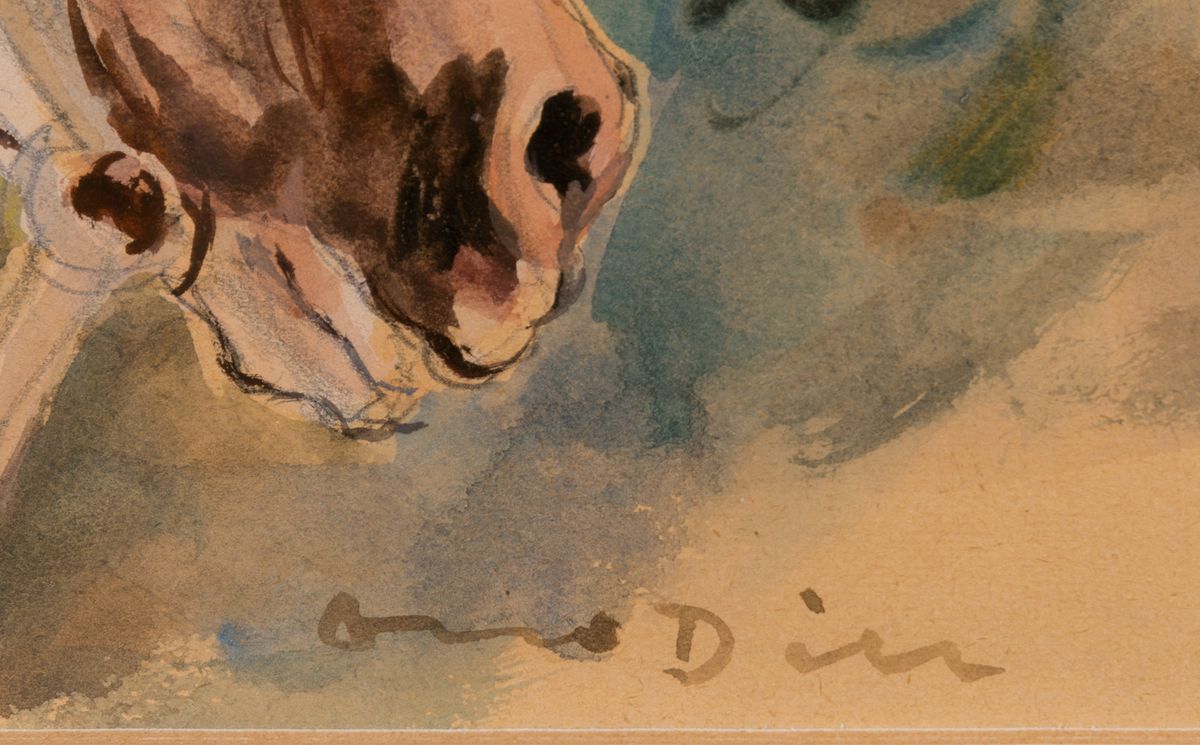 Detail a: Otto Dill, 1884 Neustadt-1957 Bad Dürkheim, Pferdekopf, Aquarell auf Papier, rechts unten signiert, ca. 13x19cm, R. ca. 43x53cm