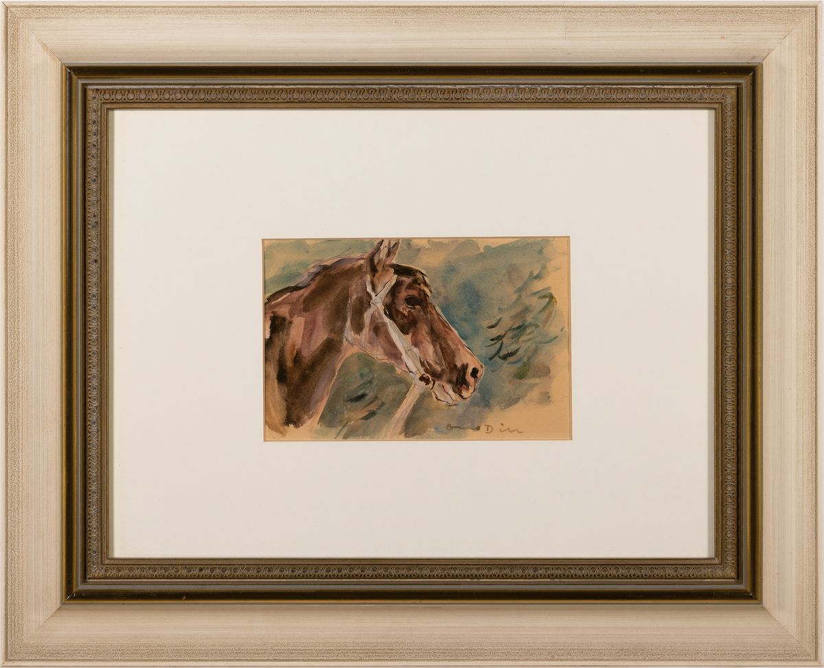 Detail k: Otto Dill, 1884 Neustadt-1957 Bad Dürkheim, Pferdekopf, Aquarell auf Papier, rechts unten signiert, ca. 13x19cm, R. ca. 43x53cm