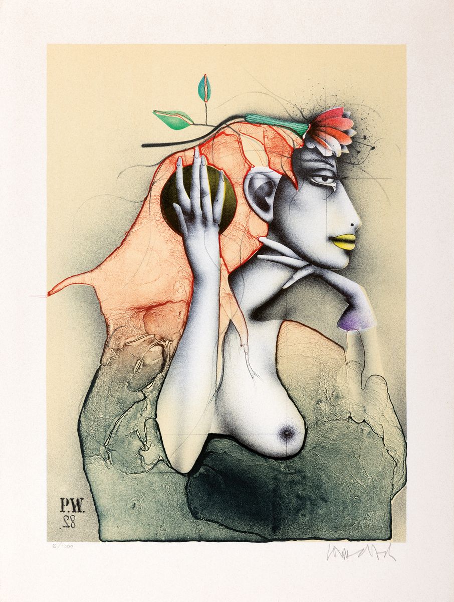 Detail j: Paul Wunderlich, 1927-2010, 3 Grafiken: Nicht hören-sehen-sagen, num. 81/1200, sign., je ca. 36x26cm, u.Gl., R. ca. 48x37cm