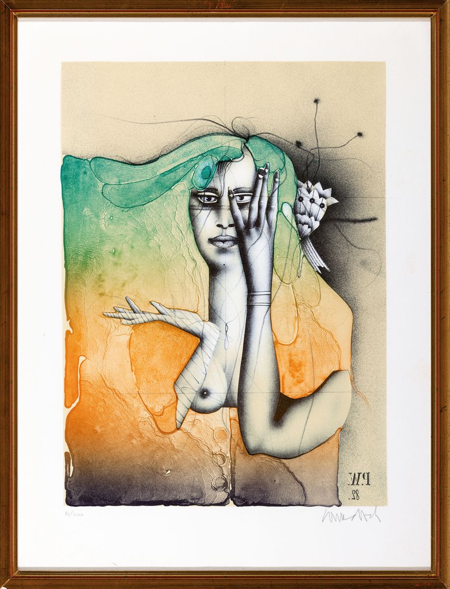 Detail m: Paul Wunderlich, 1927-2010, 3 Grafiken: Nicht hören-sehen-sagen, num. 81/1200, sign., je ca. 36x26cm, u.Gl., R. ca. 48x37cm