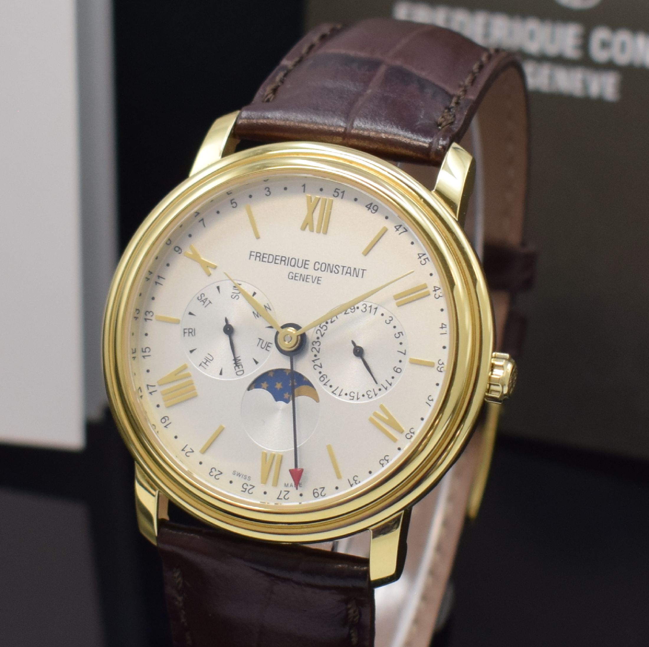 Detail a: FREDERIQUE CONSTANT Classics Business Timer Armbanduhr mit Kalender Ref. FC270X4P4/5/6, Schweiz um 2018, quarz, verg. Gehäuse, Boden geschr., orig. ...