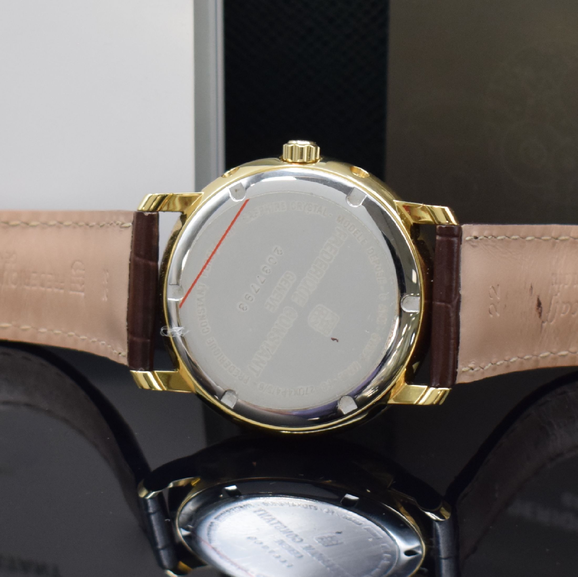 Detail d: FREDERIQUE CONSTANT Classics Business Timer Armbanduhr mit Kalender Ref. FC270X4P4/5/6, Schweiz um 2018, quarz, verg. Gehäuse, Boden geschr., orig. ...