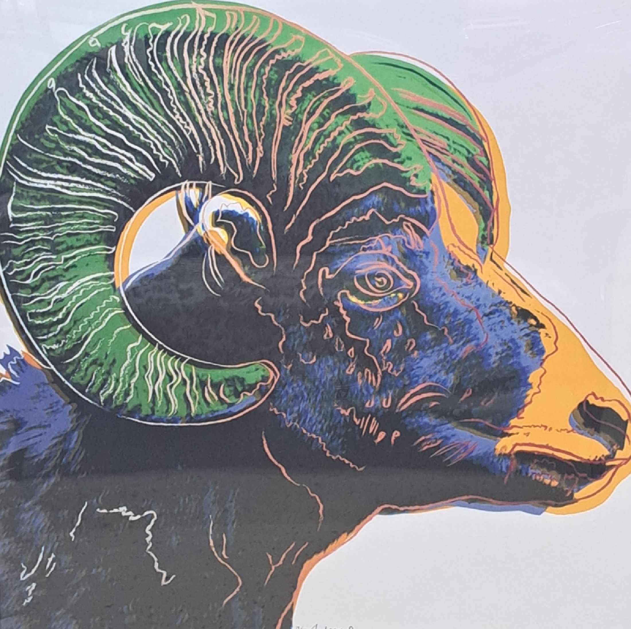 Andy Warhol Factory, Bighorn Ram, Farbserigraphie aus der Serie Endangered Species, signiert und num. 19/150, gedruckt von Rupert Jasen Smith New ...