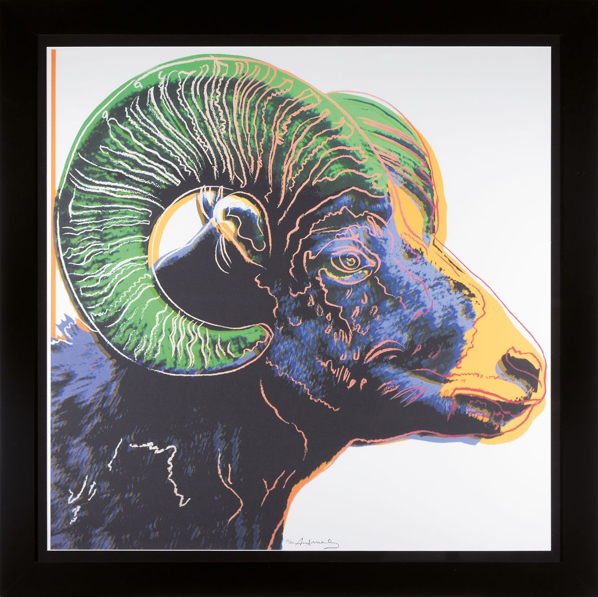 Detail k: Andy Warhol Factory, Bighorn Ram, Farbserigraphie aus der Serie Endangered Species, signiert und num. 19/150, gedruckt von Rupert Jasen Smith New ...
