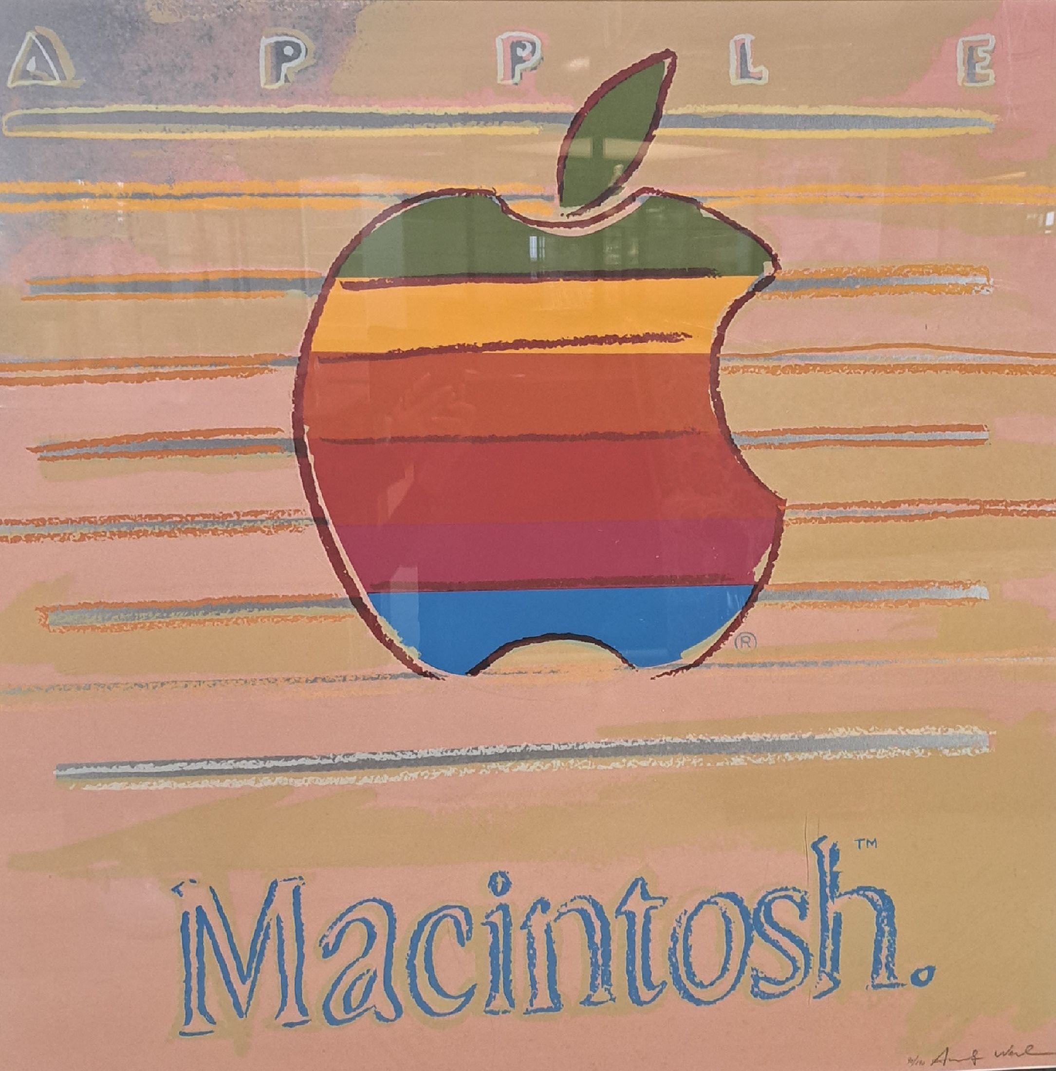 Andy Warhol Factory, Apple Macintosh, Farbserigraphie aus der Serie ADS von 1985, Species, signiert und num. 90/190, gedruckt von Rupert Jasen Smith, ...