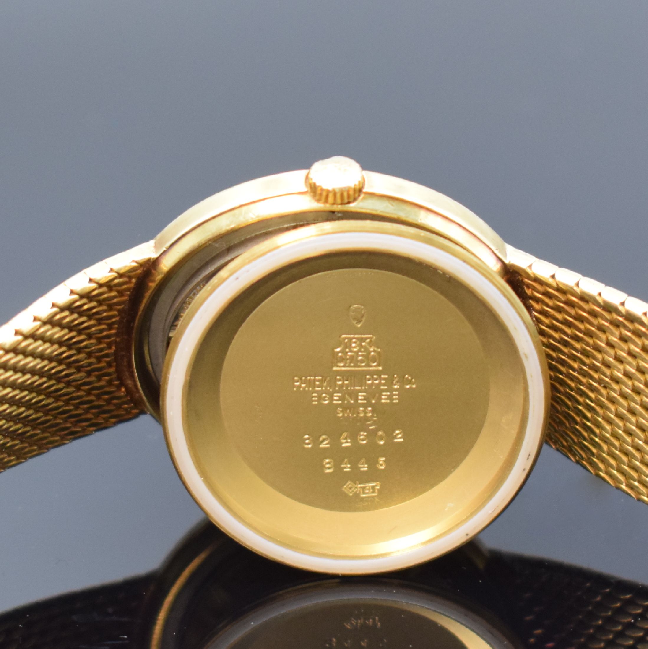 Detail h: PATEK PHILIPPE "Monodate" Referenz 3445 feine Herrenarmbanduhr in GG 750/000, Schweiz um 1965, Automatik, 2-teil. Gehäuse, Boden geschr., ...