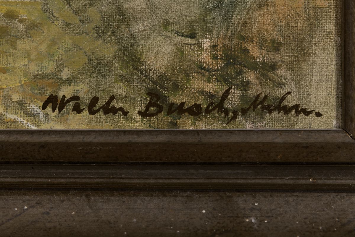 Detail a: Walter Busch, 1898 Leipzig-1980 München, Hirte mit Schafen im Hochgebirge, Öl/Lwd, rechts unten signiert, ca. 60x75cm, R. ca. 74x89cm
