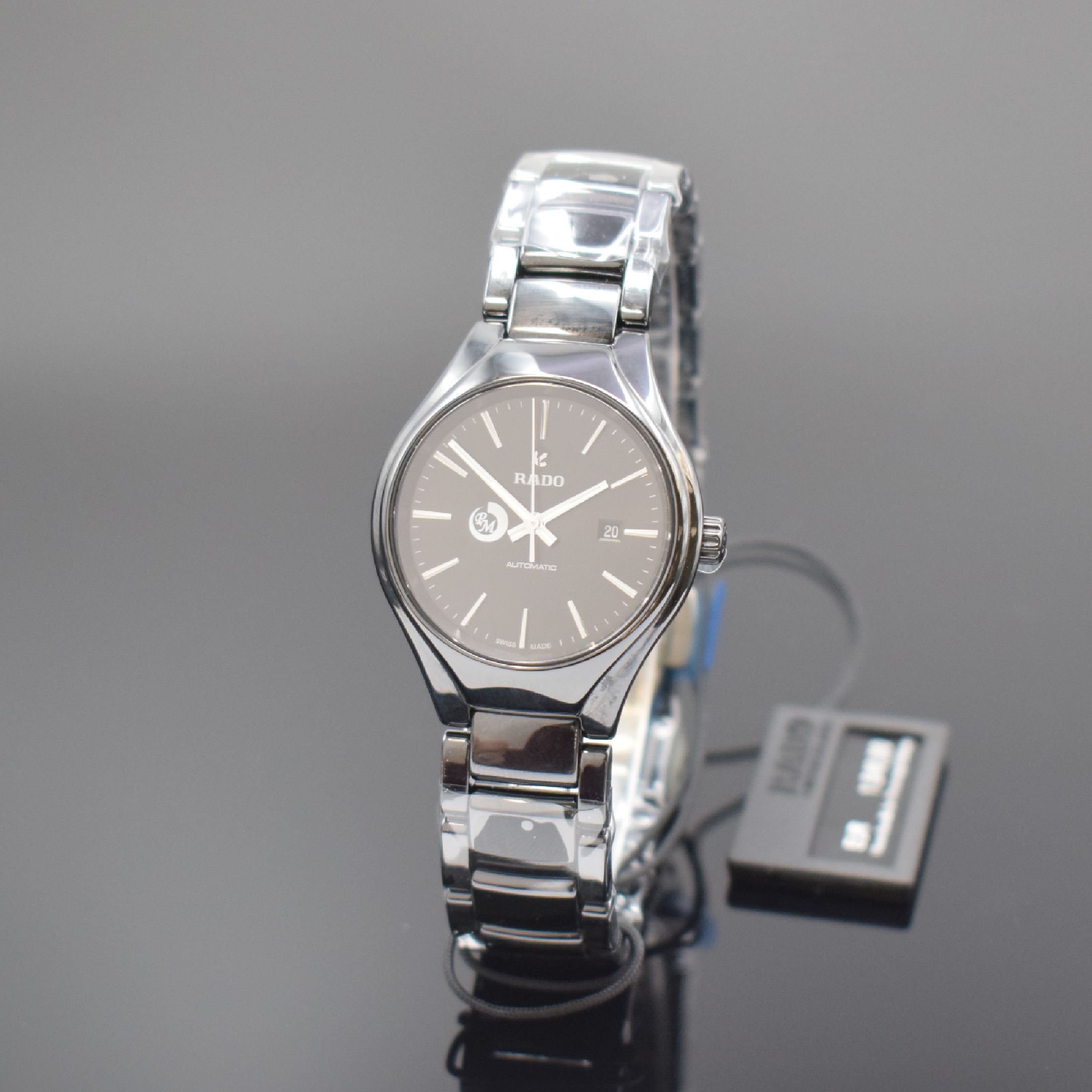 RADO nahezu neuwertige Damenarmbanduhr Serie True Referenz R27242152, Automatik, Keramikgeh. inkl. Gliederband m. dopp. Faltschl., Boden aufgedr., ...