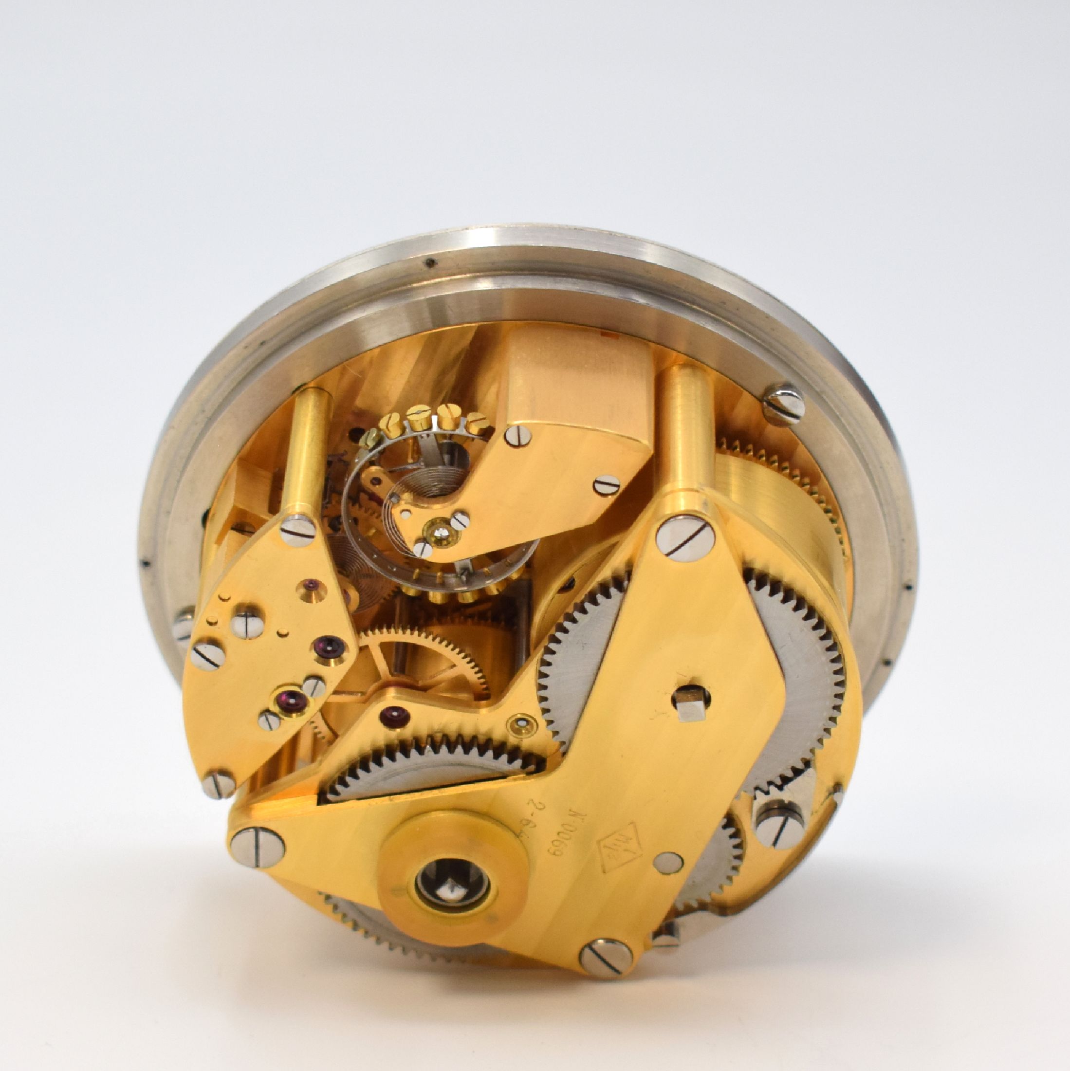 Detail h: 1. Moskauer Uhrenfabrik / KIROWA sehr seltener 8-Tage-Chronometer mit 15-Sek.-Remontoir, UDSSR um 1964, Aluminium-Geh., vernick. Lünette, verschr., ...