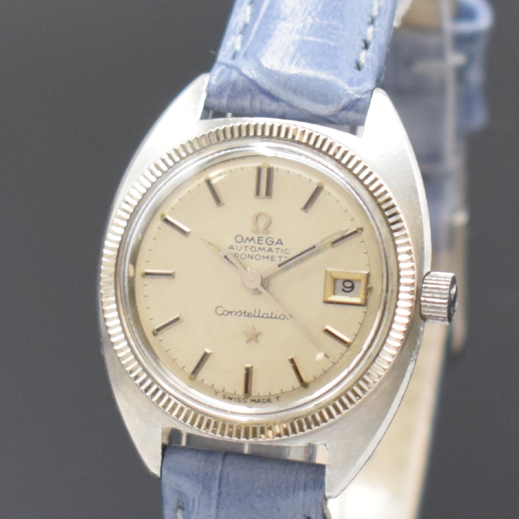 Detail a: OMEGA Constellation Chronometer seltene Damenarmbanduhr in Stahl/WG Referenz 568.011, Schweiz um 1969, Automatik, 2-teil. Gehäuse, Boden verschr., ...