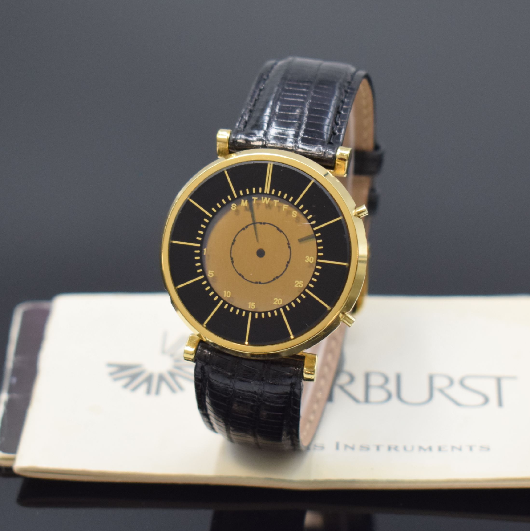 TEXAS INSTRUMENTS Starburst erste vollelektronische, seltene und multifunktionale Quarz-Analog-Armbanduhr mit original Anleitung, USA um 1980, quarz, ...