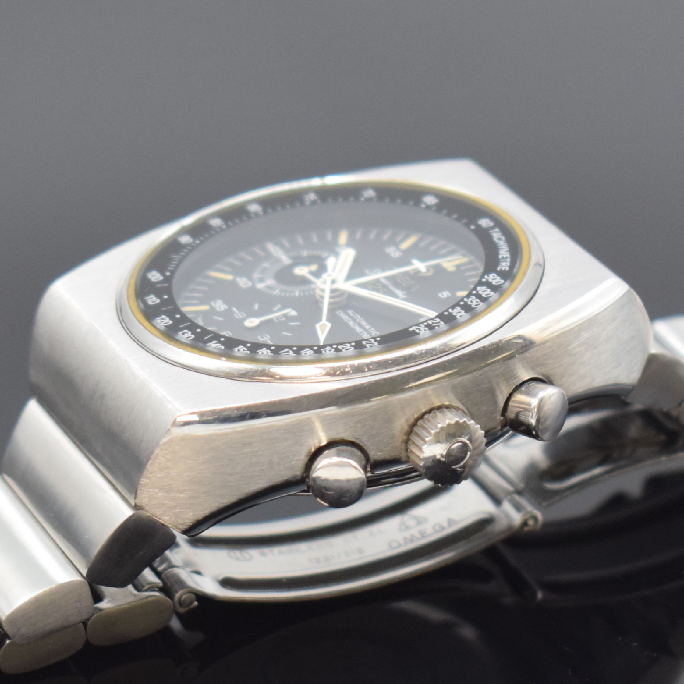 Detail c: OMEGA Speedmaster 125 Herrenarmbanduhr mit Chronograph in Chronometerqualität Referenz 378.0801/178.0002, Schweiz um 1975, Automatik, massives ...