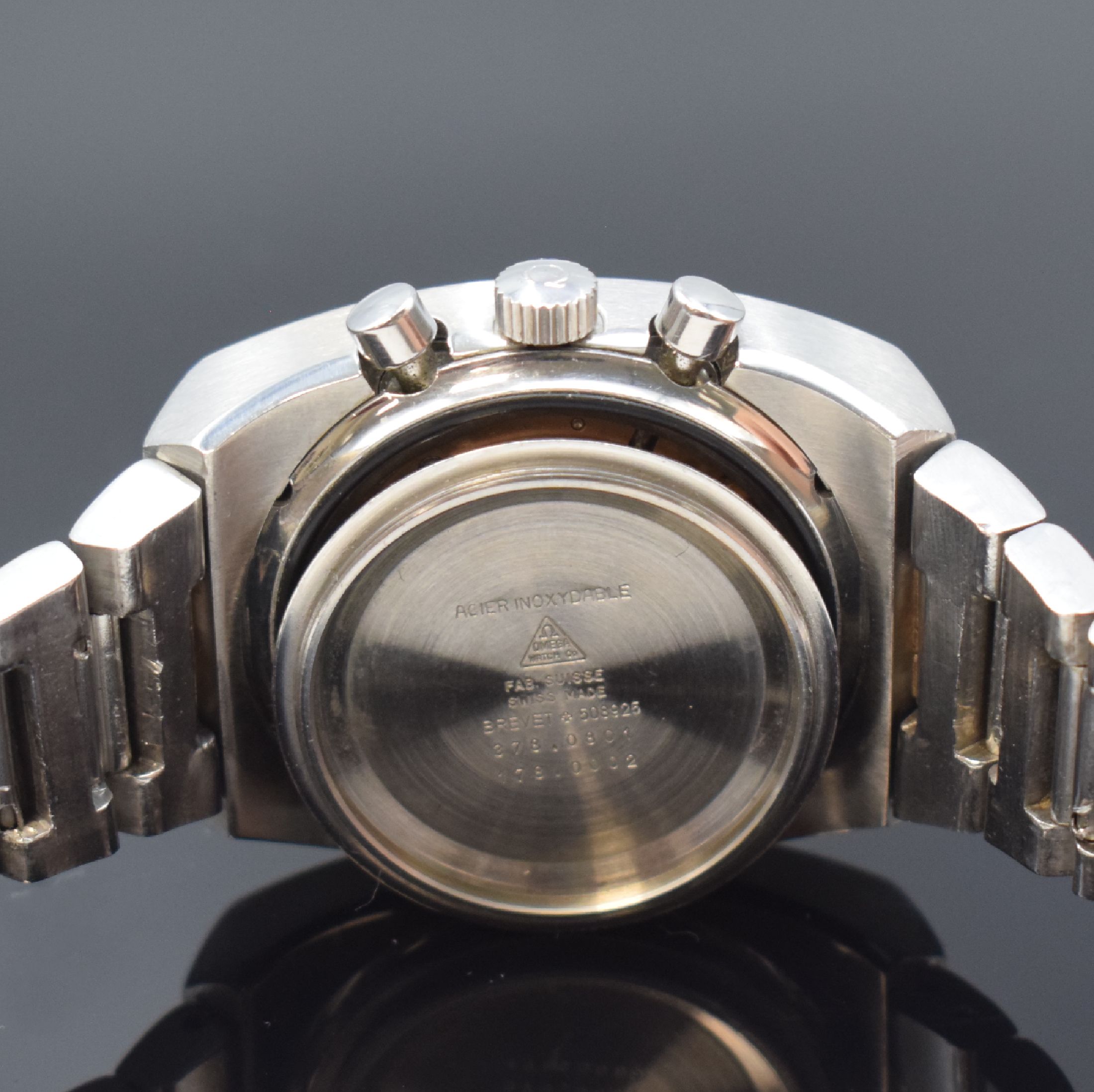 Detail g: OMEGA Speedmaster 125 Herrenarmbanduhr mit Chronograph in Chronometerqualität Referenz 378.0801/178.0002, Schweiz um 1975, Automatik, massives ...
