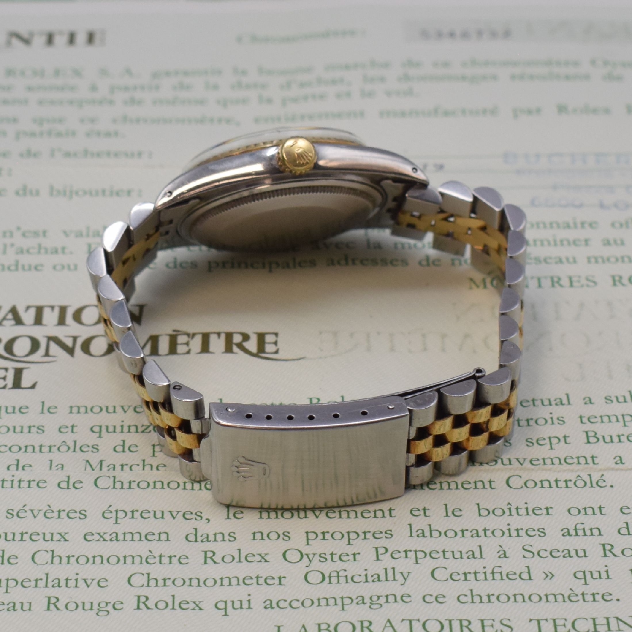 Detail b: ROLEX Datejust Herrenarmbanduhr in Stahl/Gold Referenz 16013, Automatik, Chronometer der Superlative inkl. Jubileeband m. Faltschl., Boden u. Krone ...