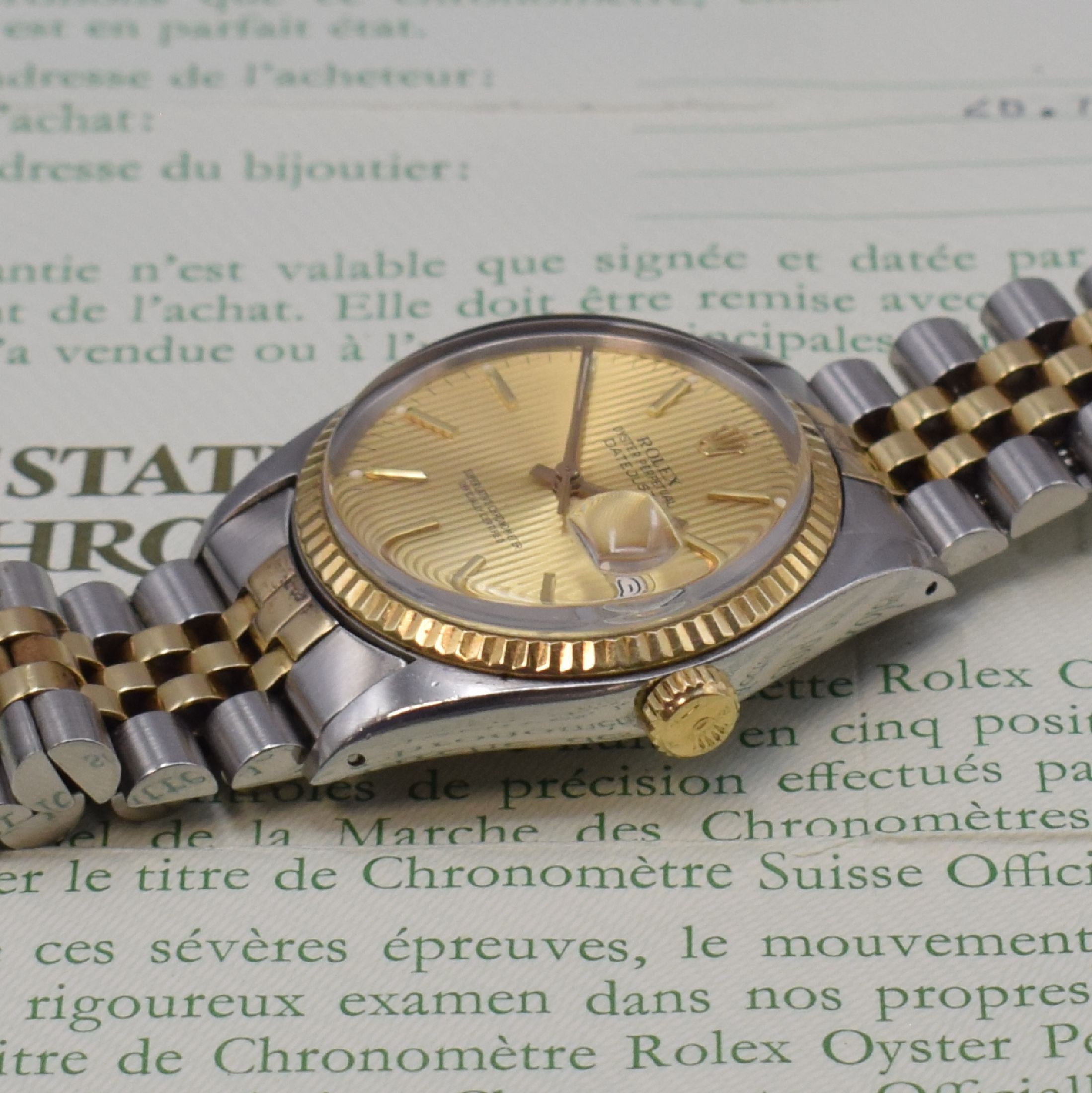 Detail c: ROLEX Datejust Herrenarmbanduhr in Stahl/Gold Referenz 16013, Automatik, Chronometer der Superlative inkl. Jubileeband m. Faltschl., Boden u. Krone ...