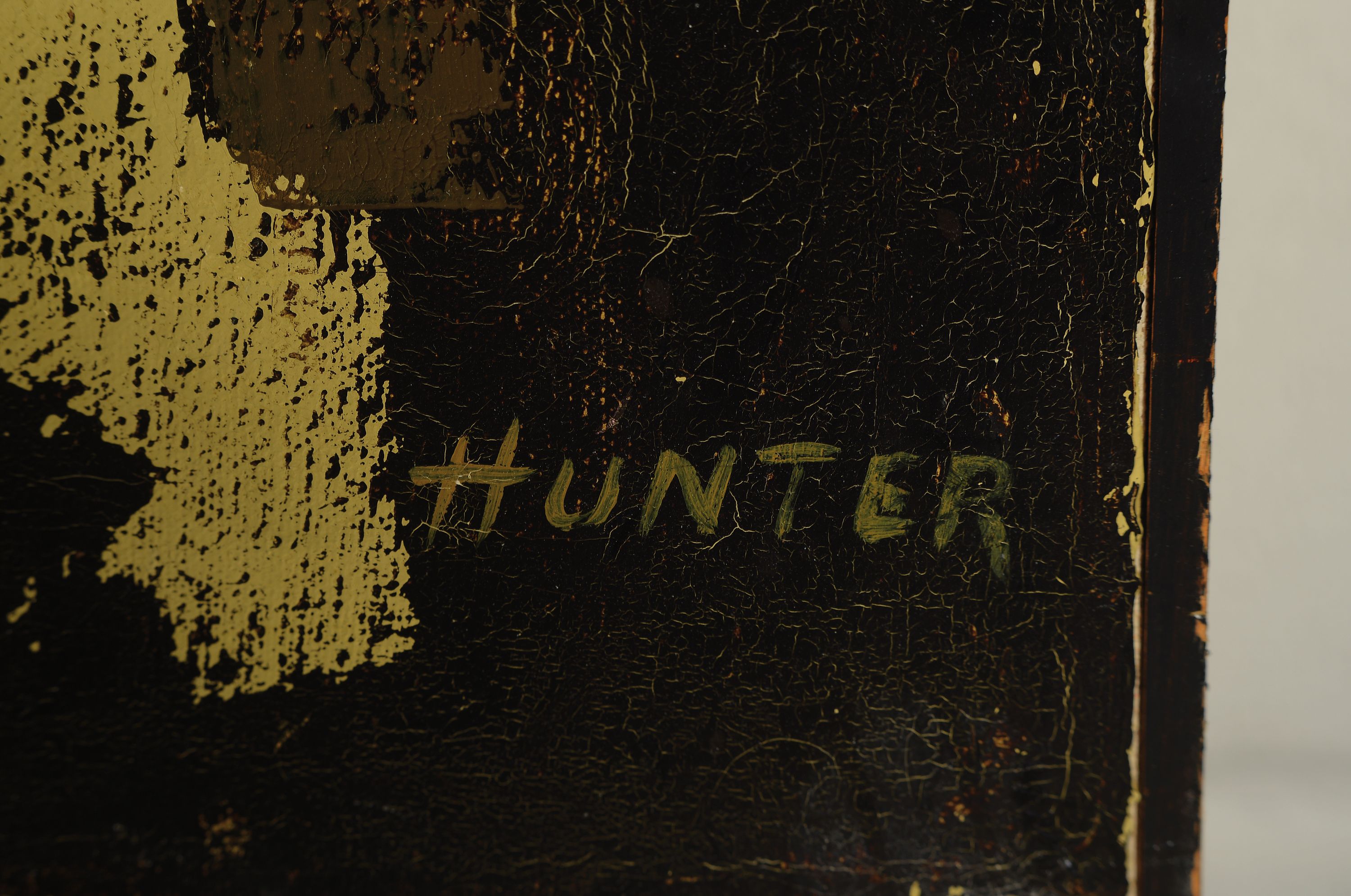 Detail l: Merle Hunter, Öl/Lwd, rückseitig num. 54/59, re.u. handsigniert, rückseitig nochmals bezeichnet, auf Galerieetikett datiert 59, ca.101 x 71cm, ...