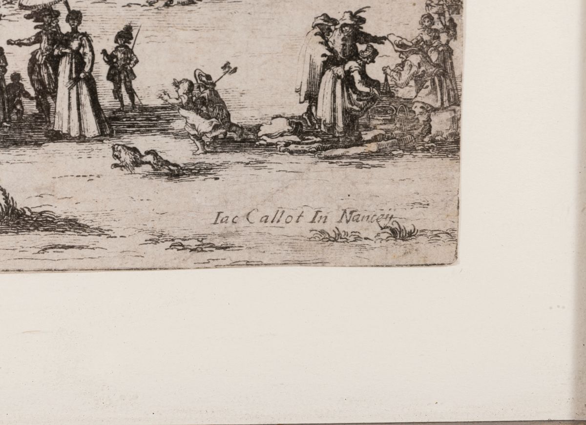 Detail a: Jaques Callot, 1592 - 1635 Nancy, Kupferstich, "La Foire de Gondreville/La fete du Village", Entw. 1624/25, beschnitten (z.T. bis in die ...