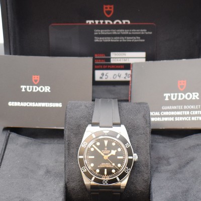 26632757e - TUDOR chronometer wristwatch Black Bay 54 reference 79000N, self winding, stainless steel case including original rubber strap with original deployant clasp, screwed-down case back & winding crown, unidirectional revolving bezel, display of hour, minutes & sweep seconds, diameter approx. 37 mm, original box & papers, condition 1-2